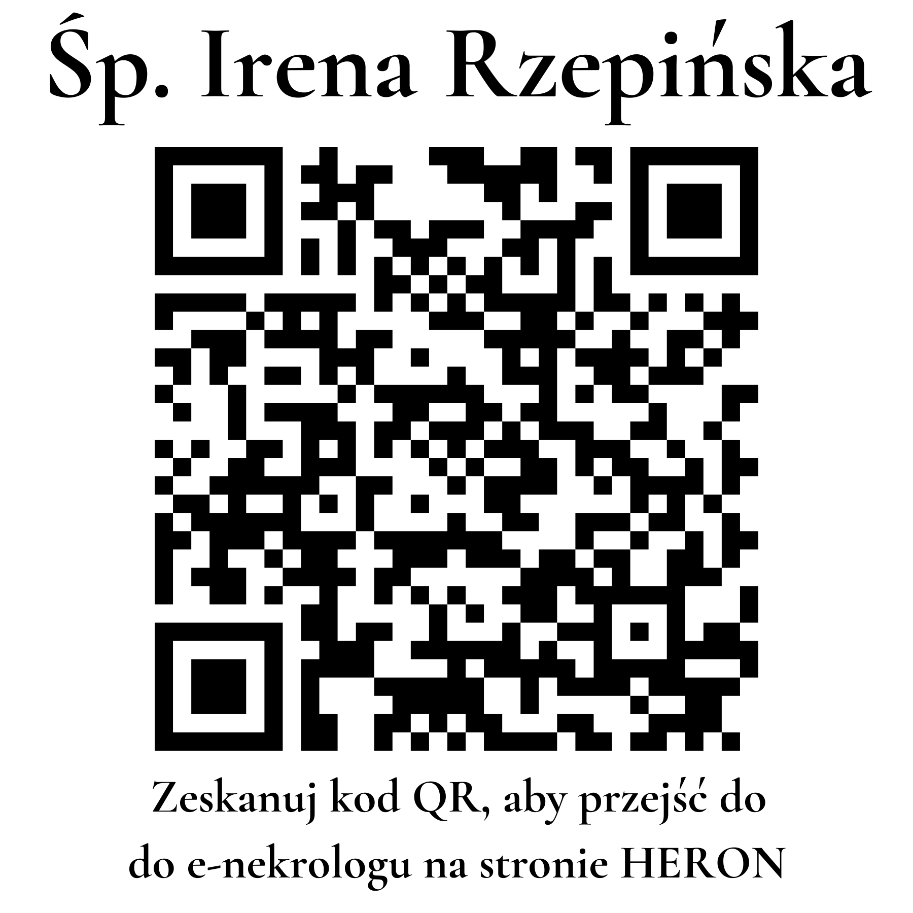Kod QR do nekrologu Irena Rzepińska Kod QR do nekrologu Irena Rzepińska