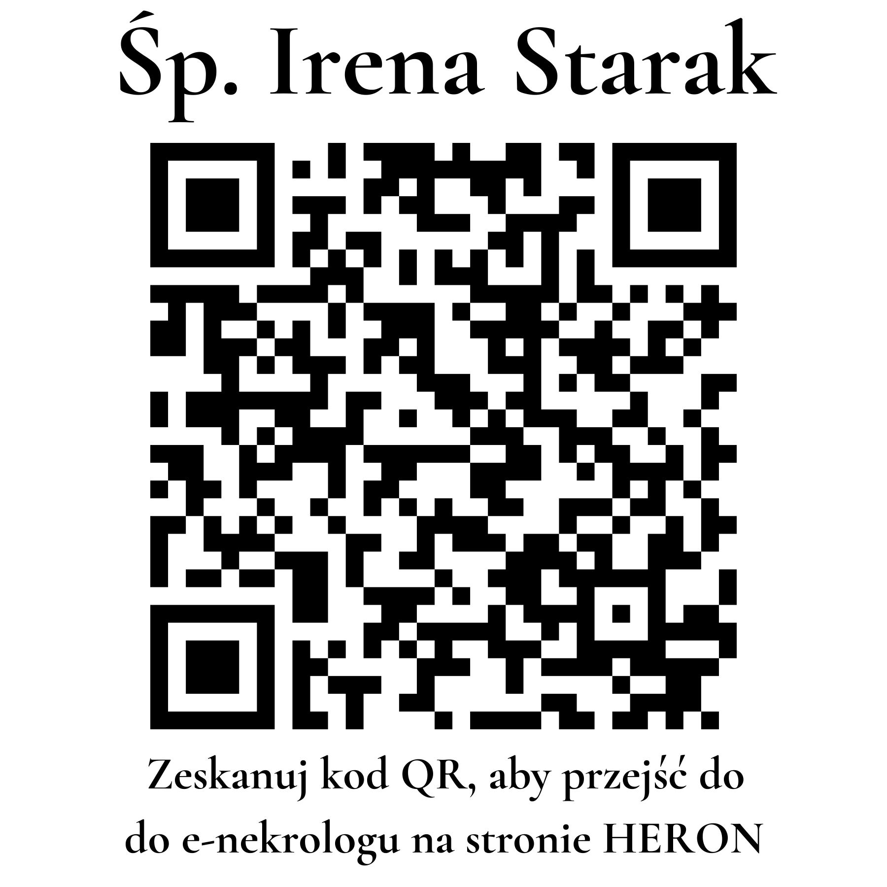 Kod QR do nekrologu Irena Starak
