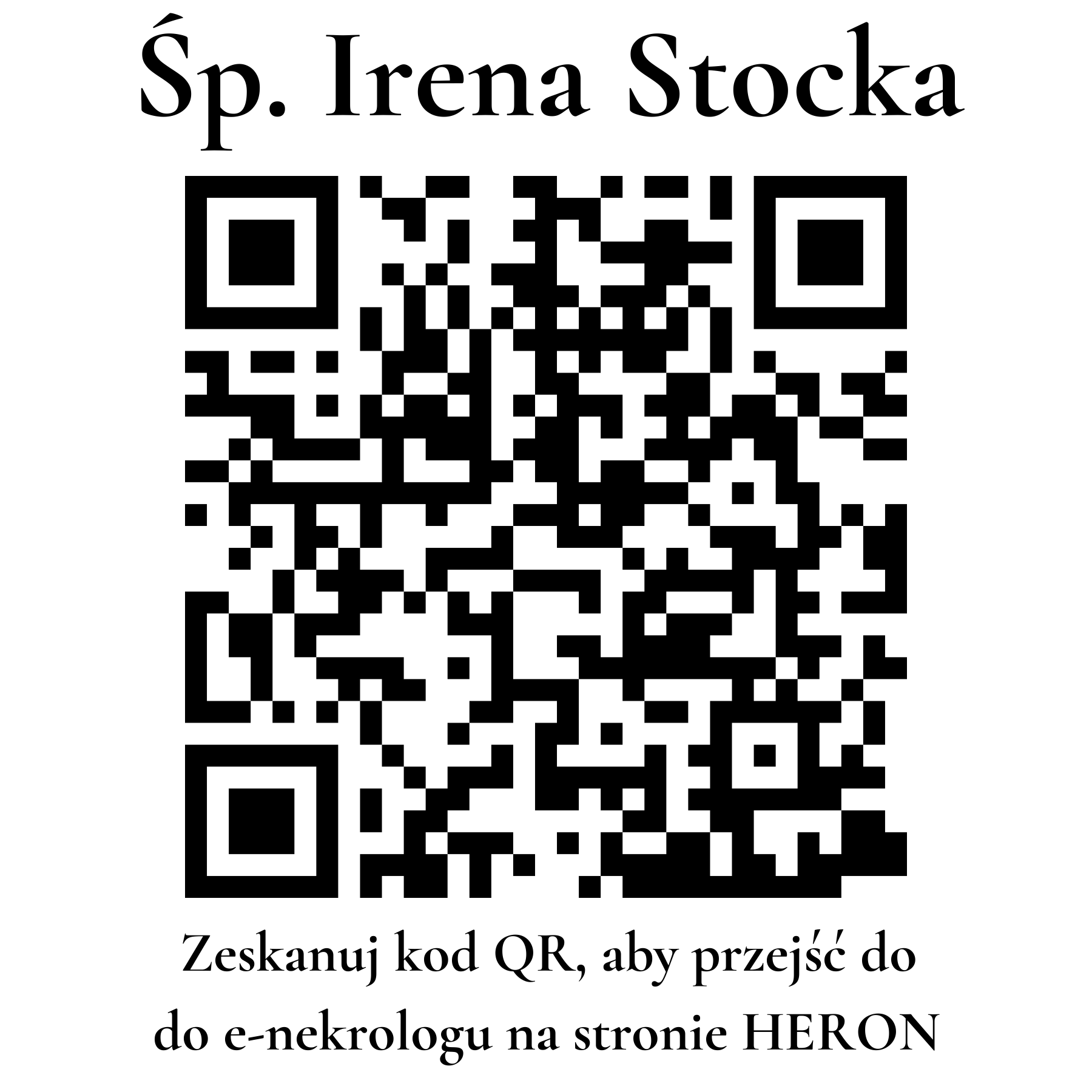 Kod QR do nekrologu Irena Stocka Kod QR do nekrologu Irena Stocka