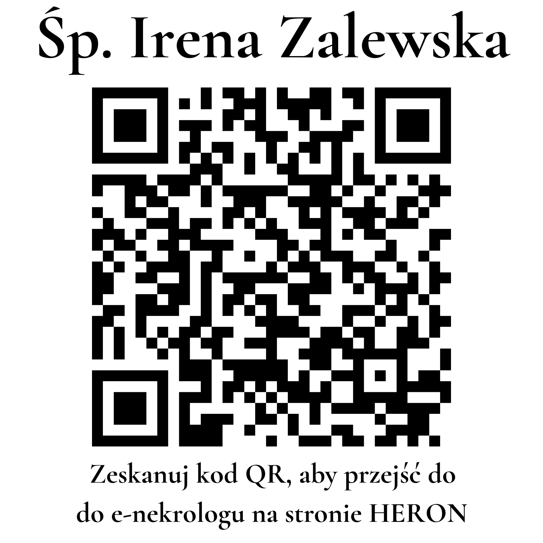 Kod QR do nekrologu Irena Zalewska