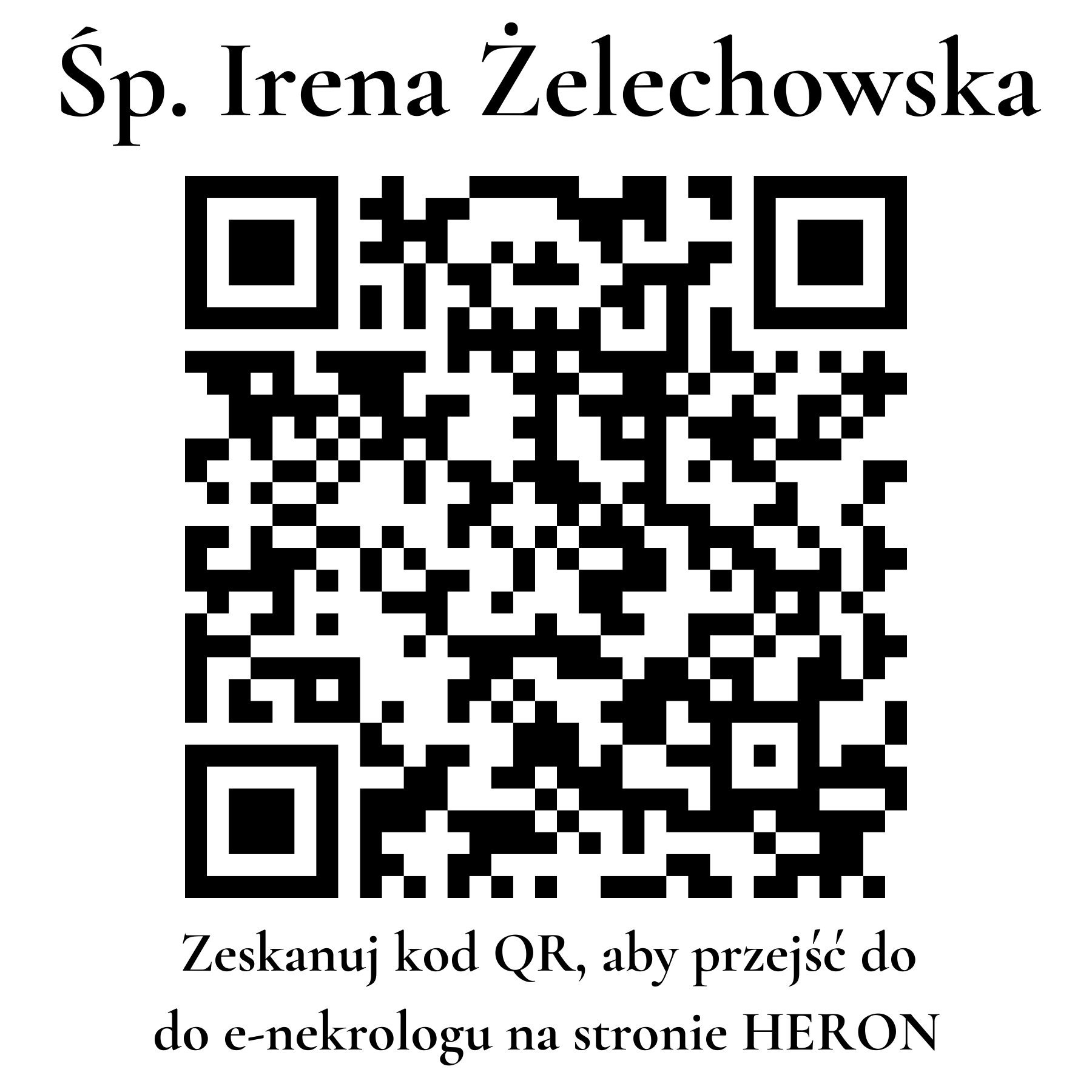 Kod QR do nekrologu Irena Żelechowska