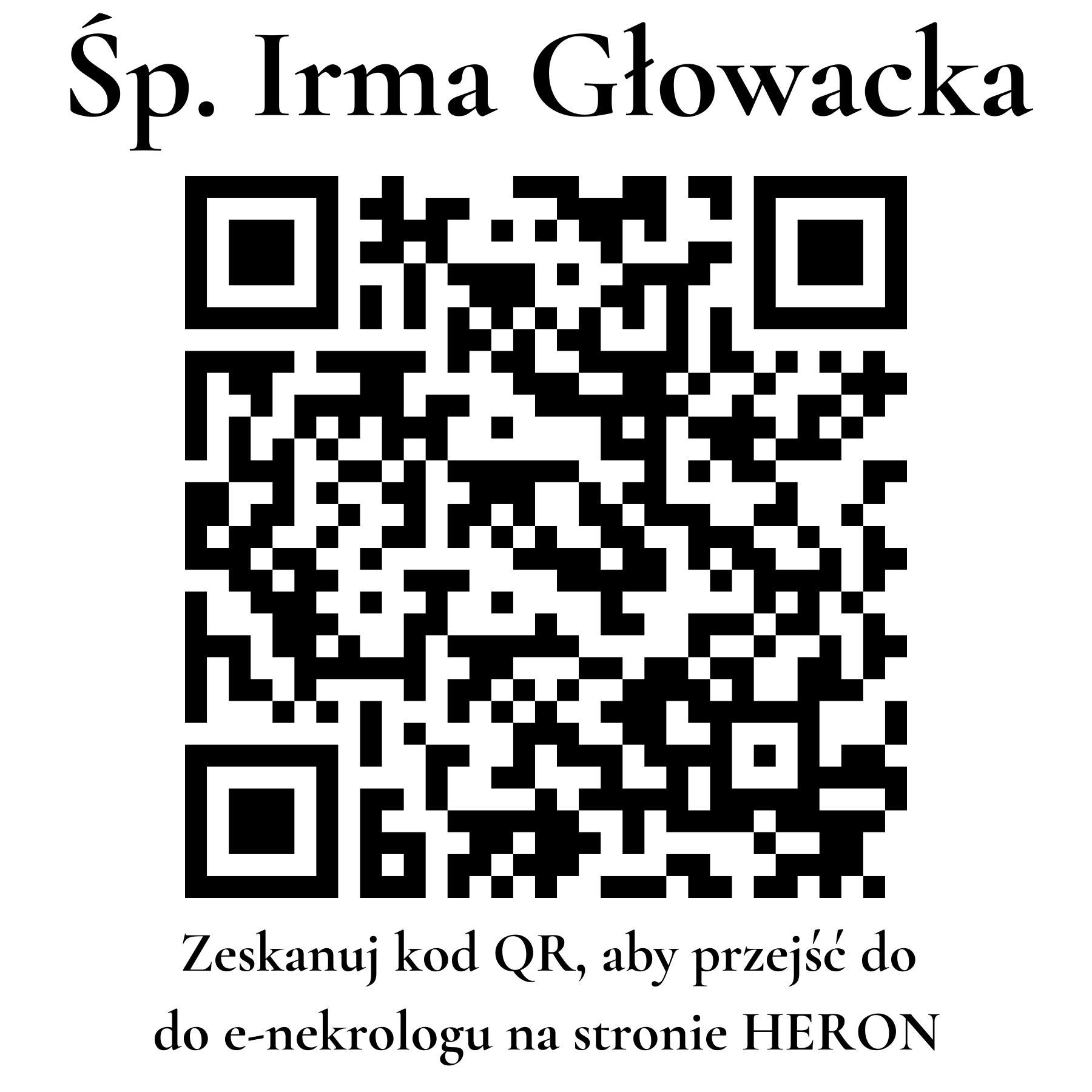 Kod QR do nekrologu Irma Głowacka