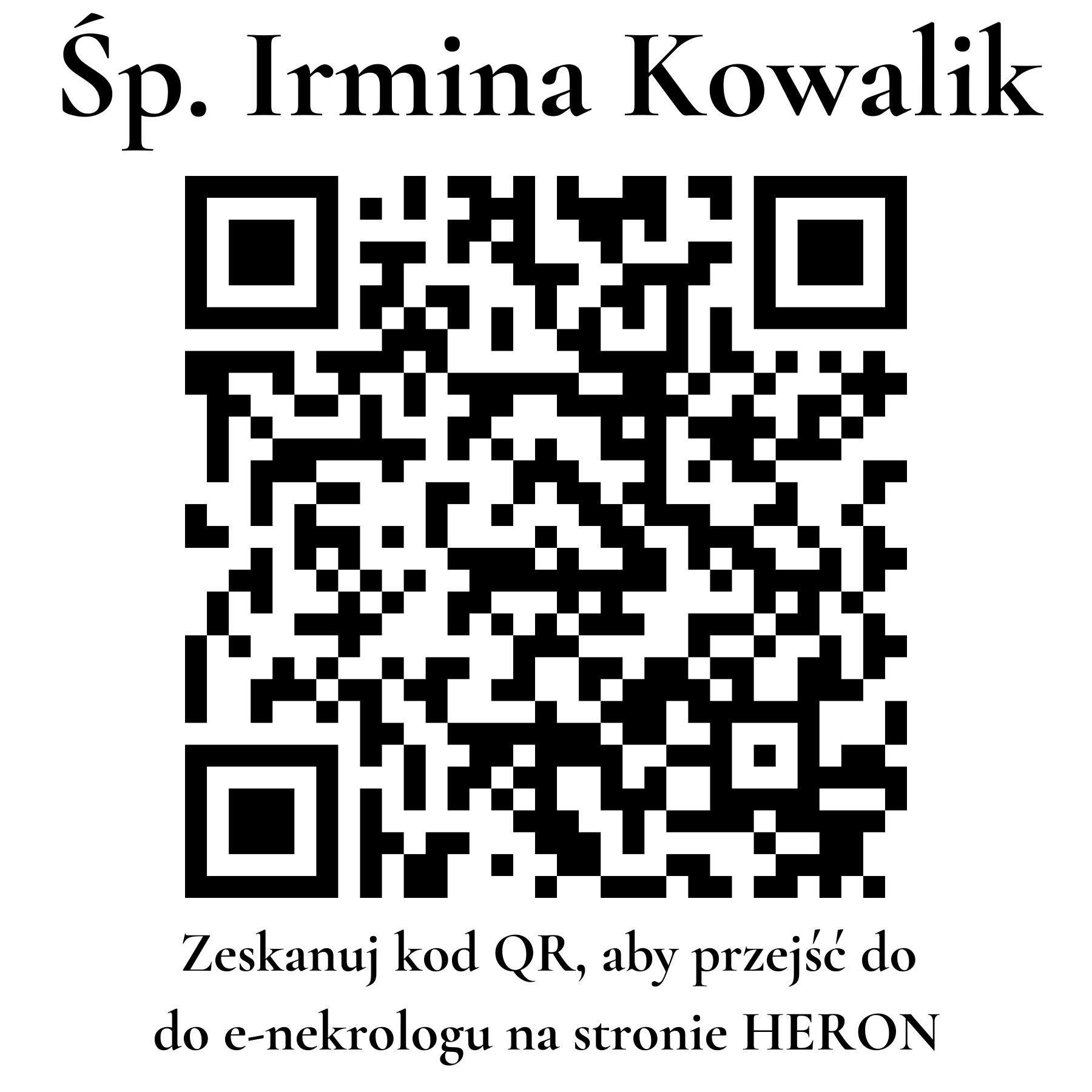 Kod QR do nekrologu Irmina Kowalik