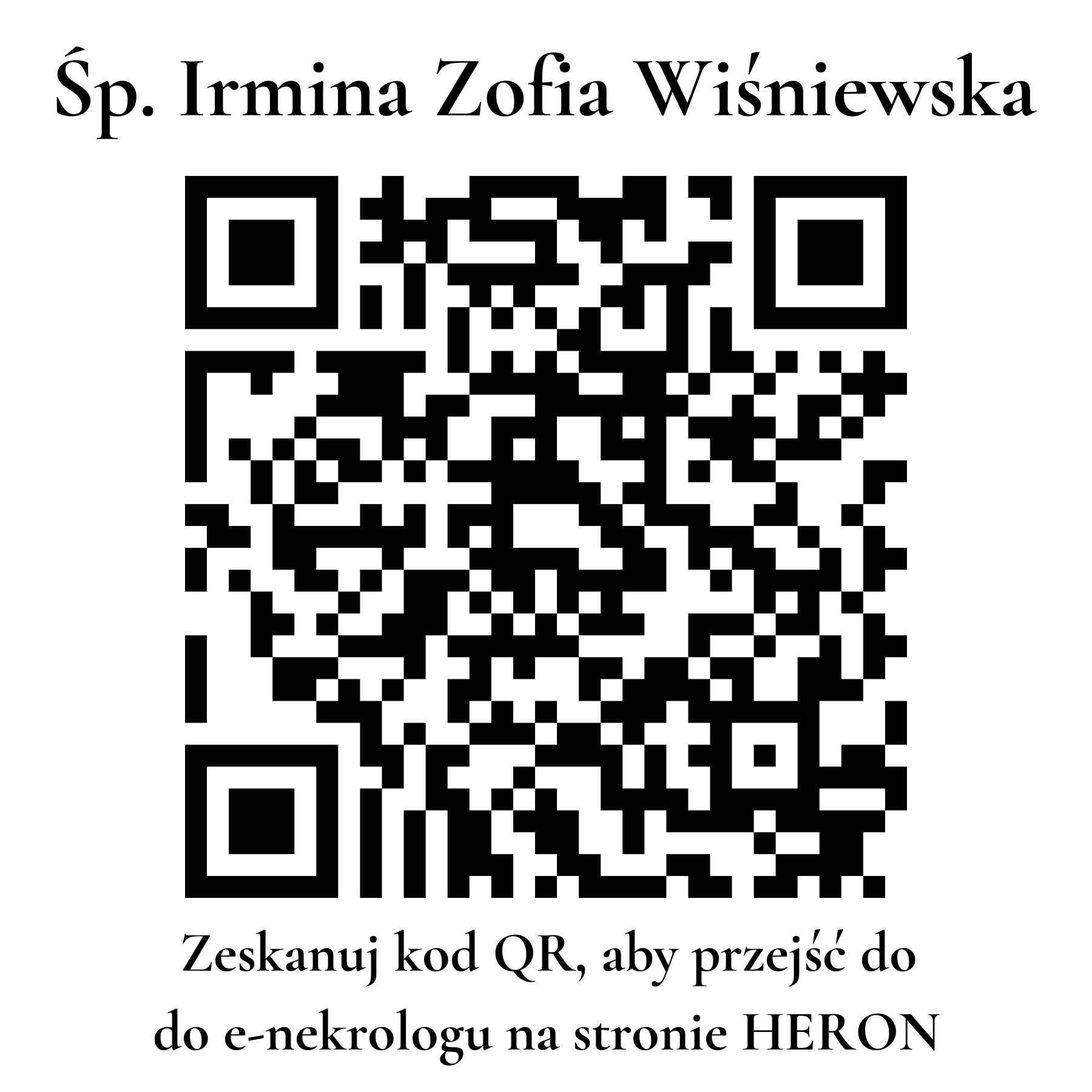 Kod QR do nekrologu Irmina Zofia Wiśniewska