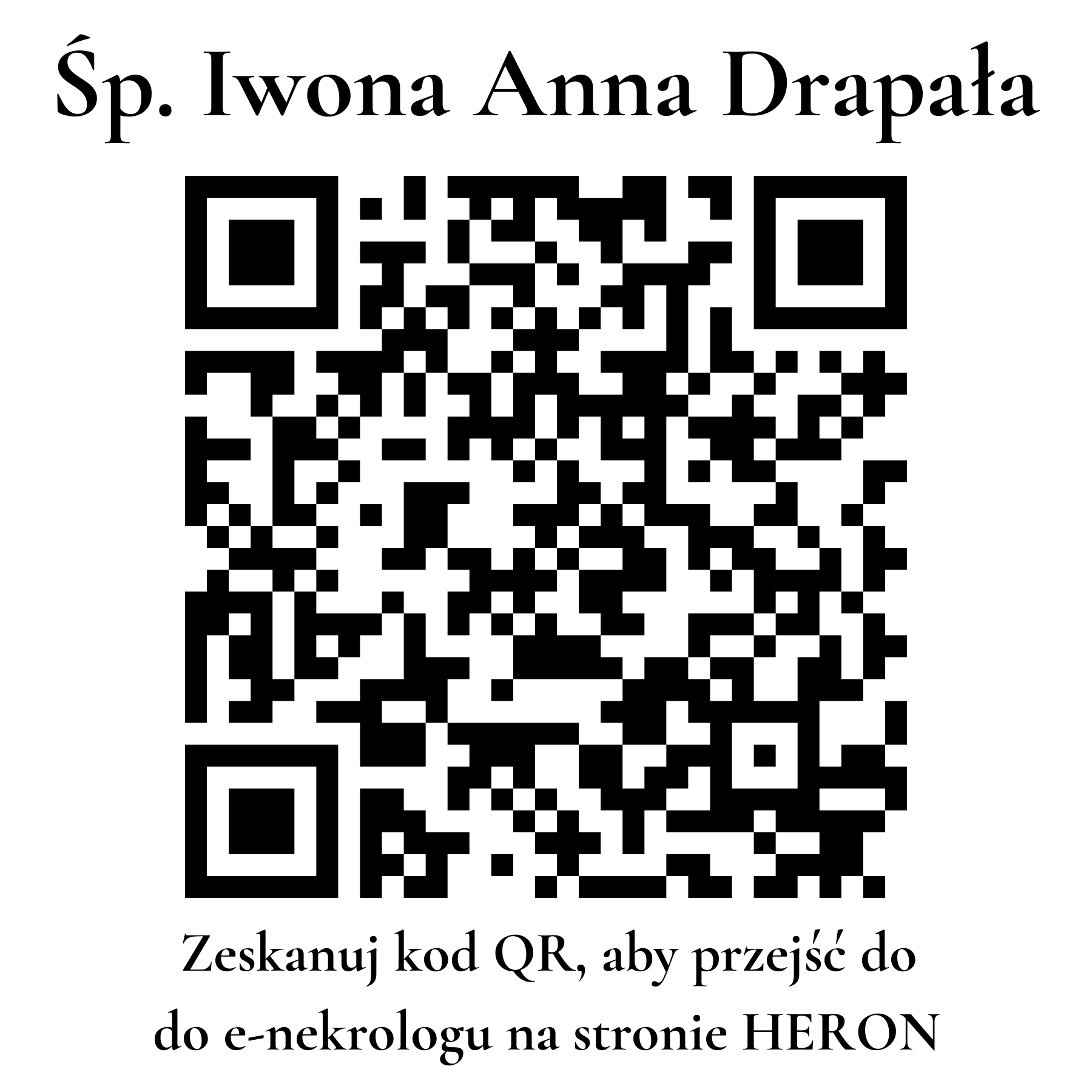 Kod QR do nekrologu Iwona Anna Drapała Kod QR do nekrologu Iwona Anna Drapała