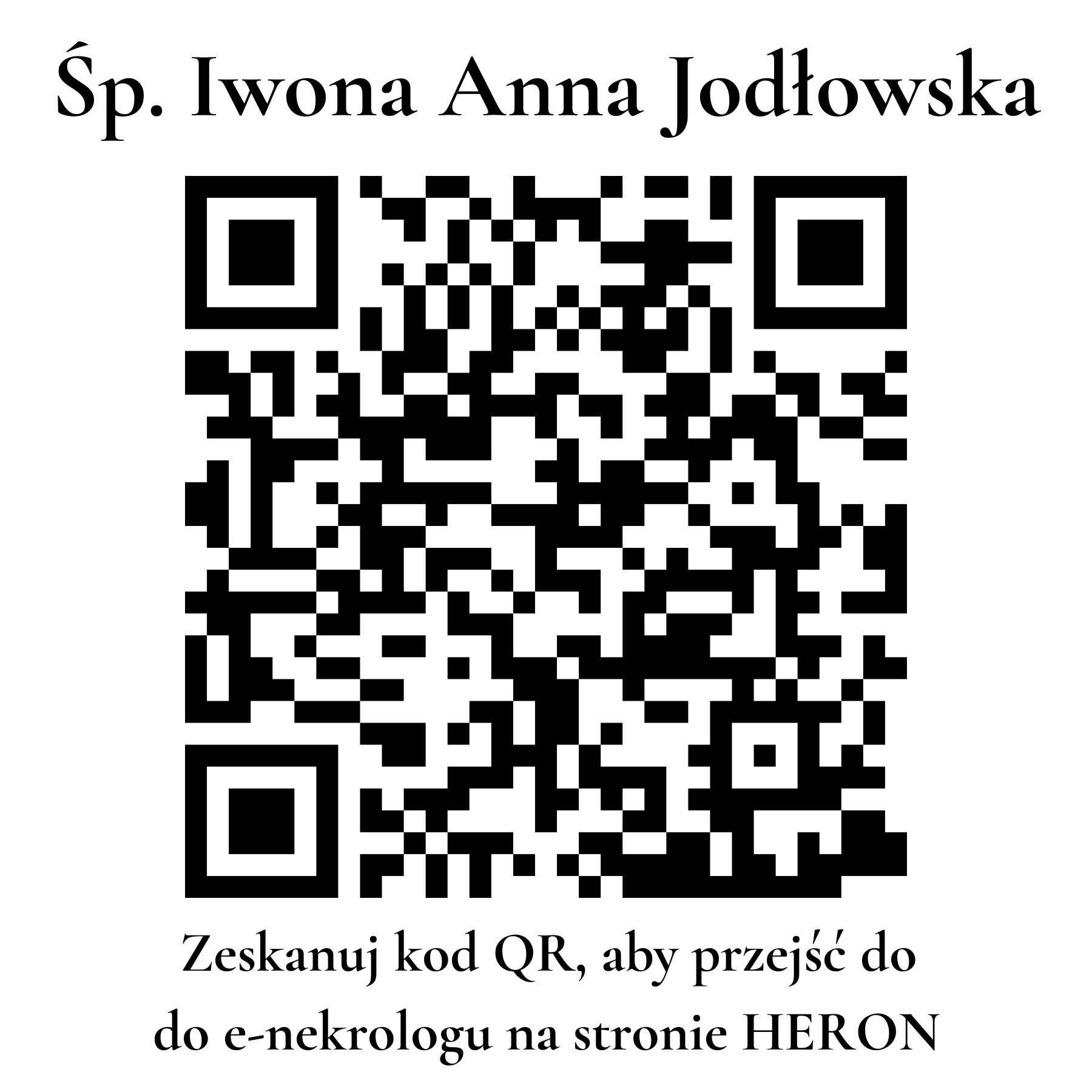 Kod QR do nekrologu Iwona Anna Jodłowska