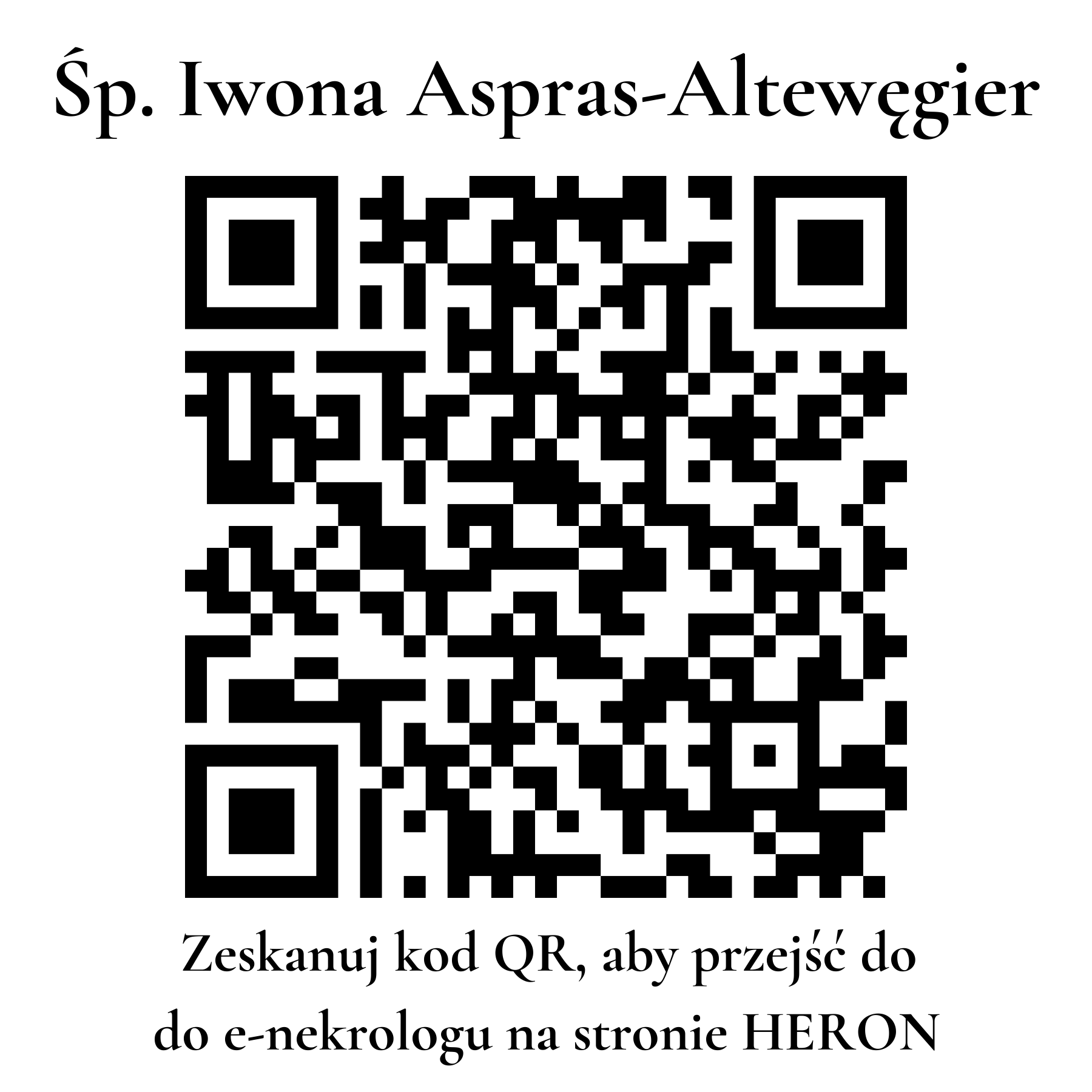 Kod QR do nekrologu Iwona Aspras-Altewęgier