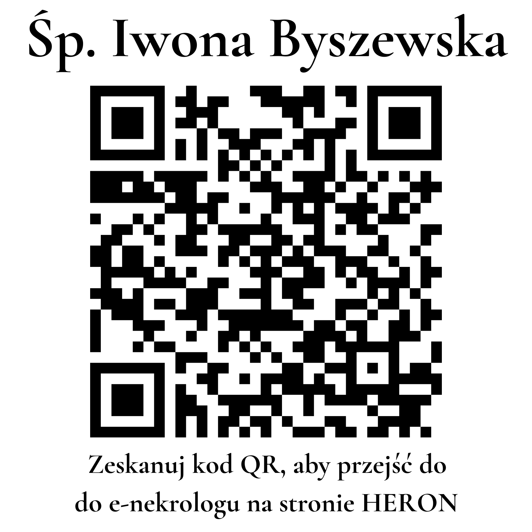 Kod QR do nekrologu Iwona Byszewska Kod QR do nekrologu Iwona Byszewska