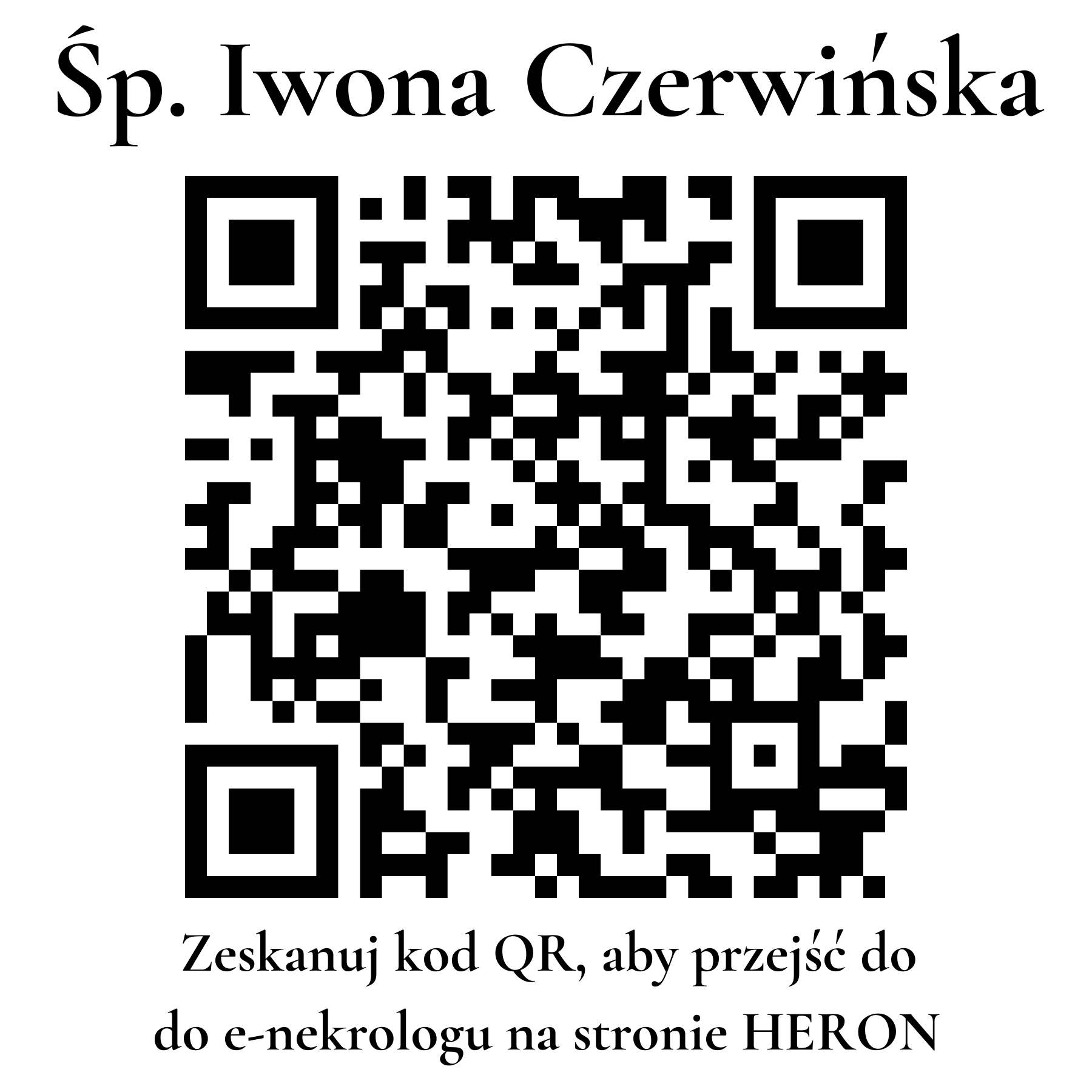 Kod QR do nekrologu Iwona Czerwińska Kod QR do nekrologu Iwona Czerwińska