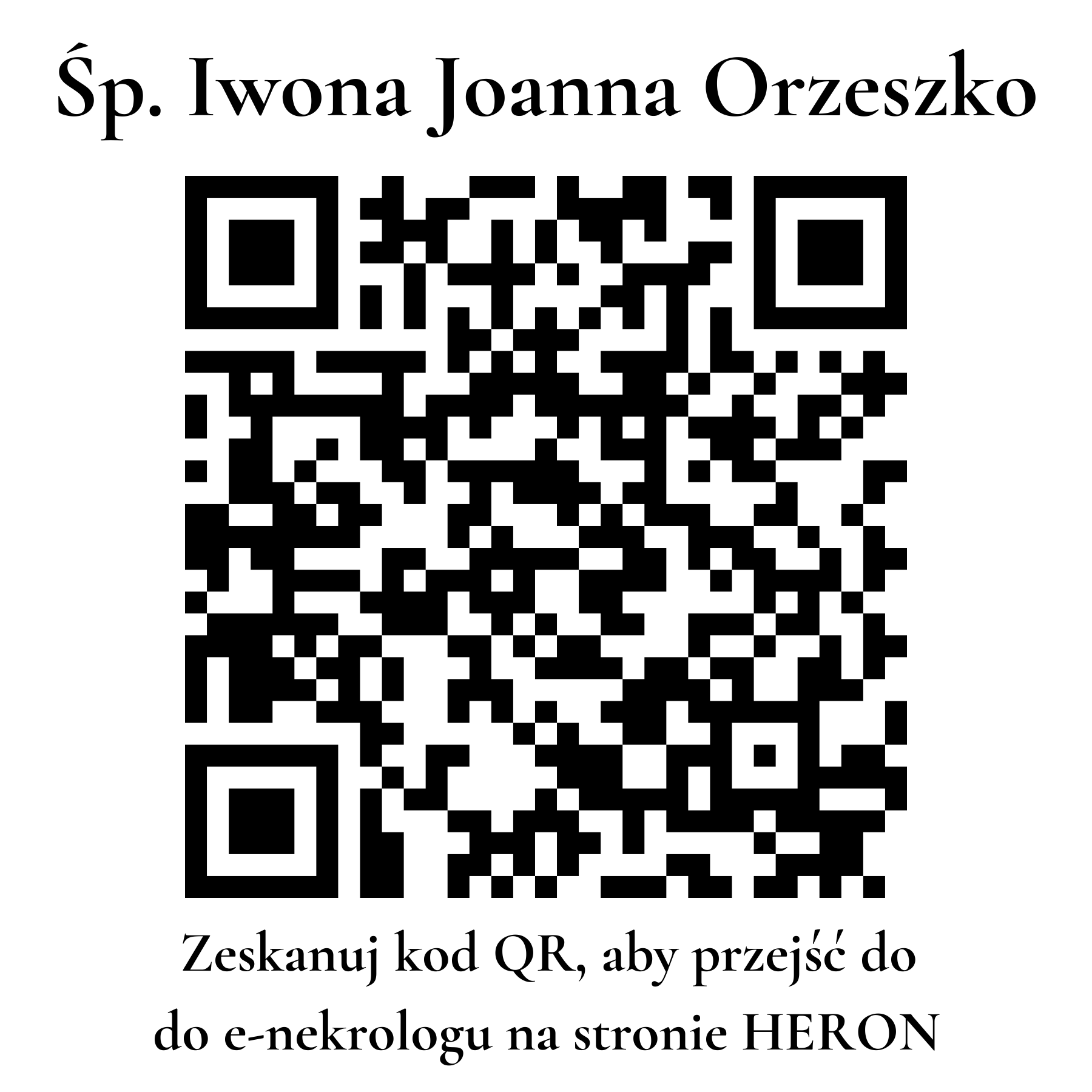 Kod QR do nekrologu Iwona Joanna Orzeszko