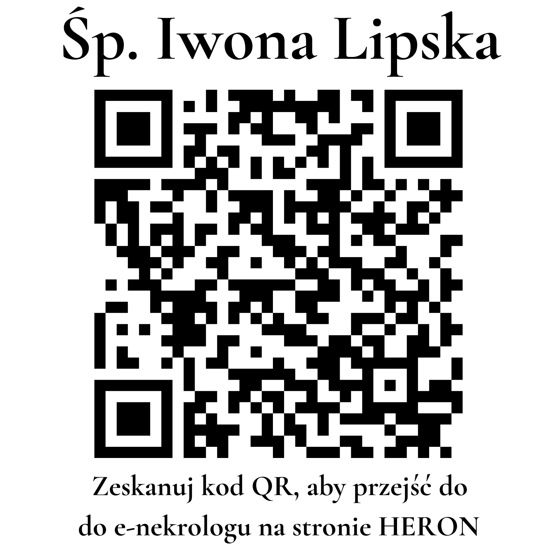 Kod QR do nekrologu Iwona Lipska Kod QR do nekrologu Iwona Lipska