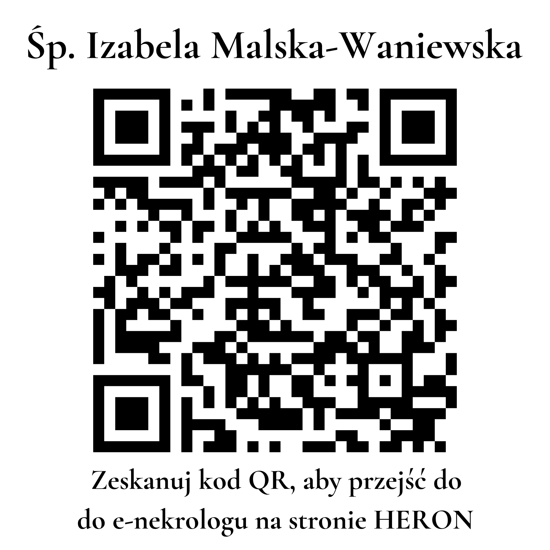 Kod QR do nekrologu Izabela Malska-Waniewska