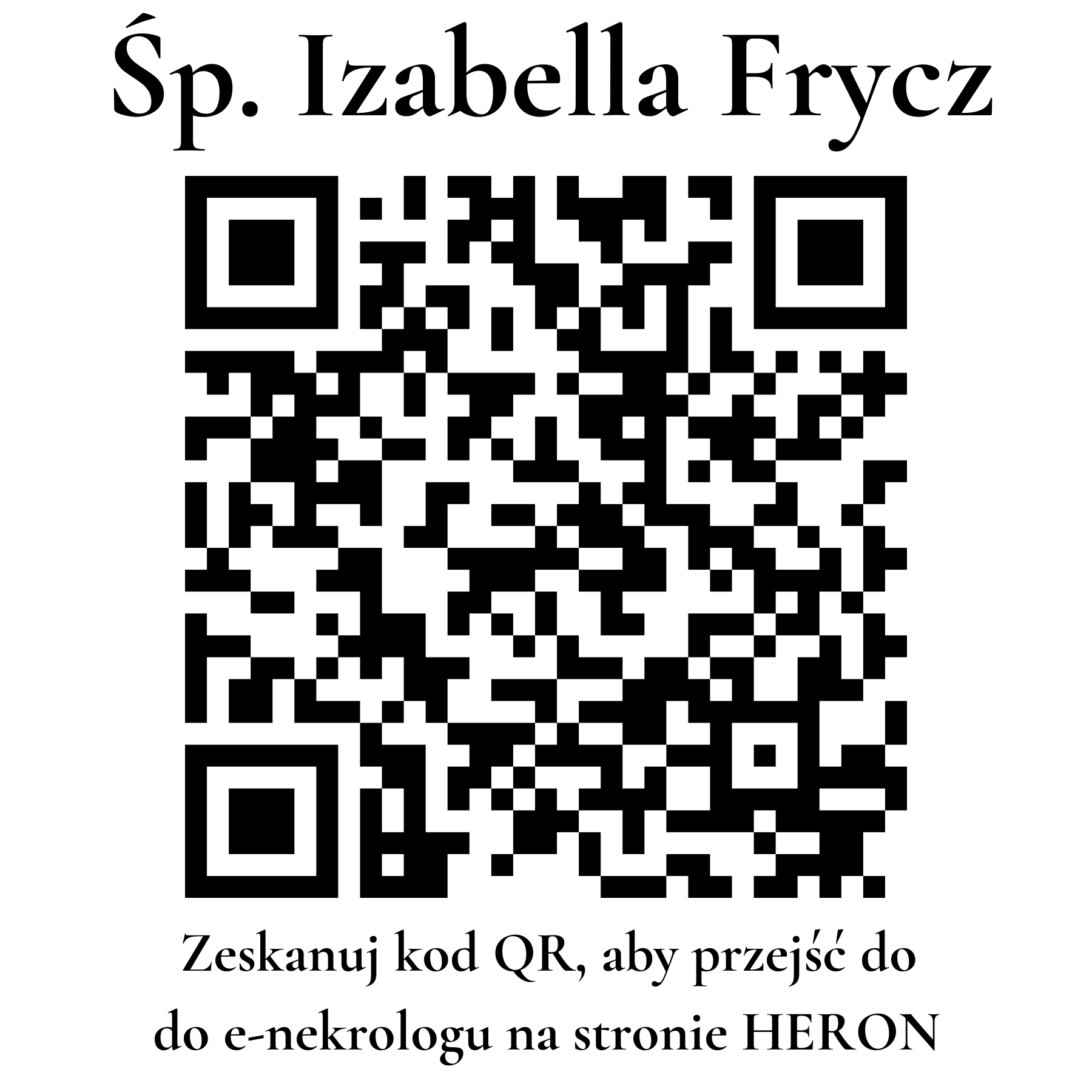 Kod QR do nekrologu Izabella Frycz Kod QR do nekrologu Izabella Frycz