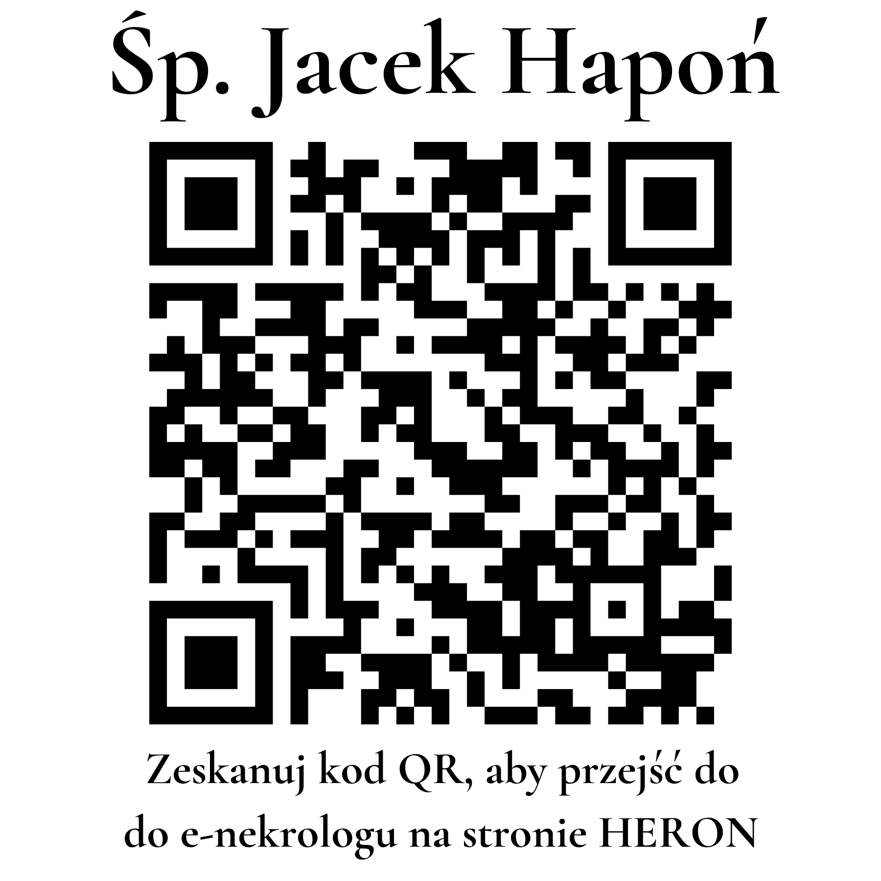 Kod QR do nekrologu Jacek Hapoń