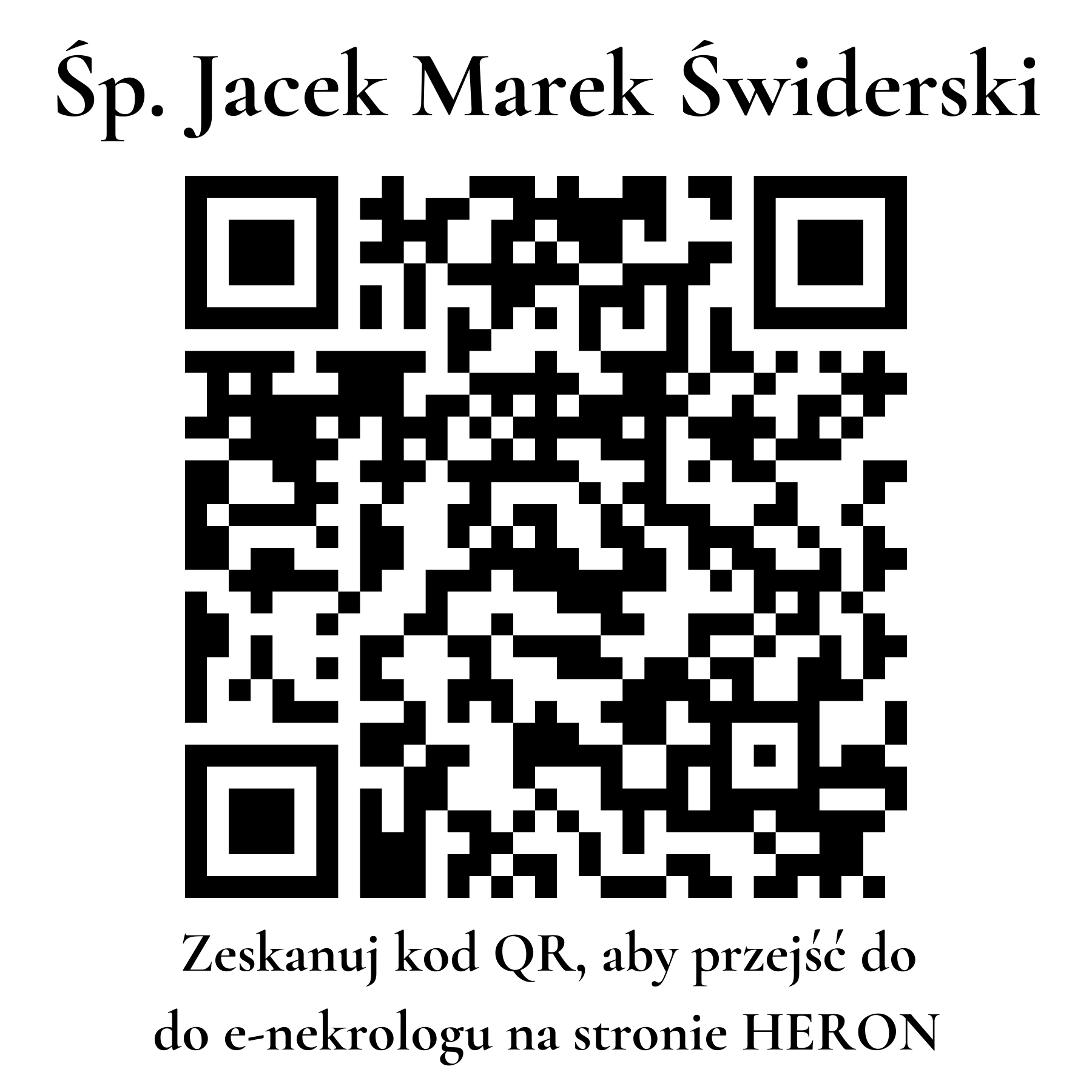 Kod QR do nekrologu Jacek Marek Świderski Kod QR do nekrologu Jacek Marek Świderski