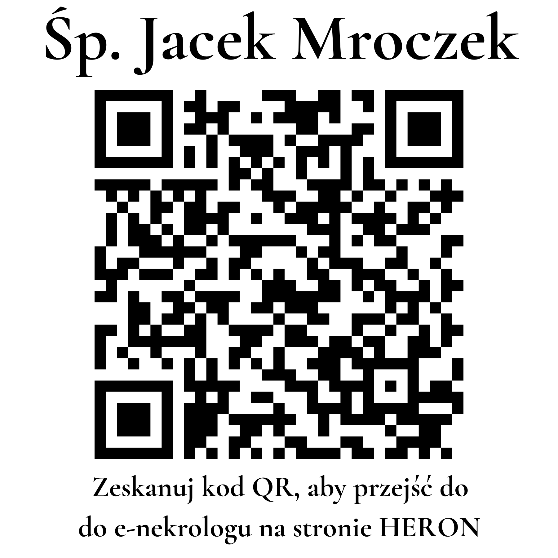 Kod QR do nekrologu Jacek Mroczek Kod QR do nekrologu Jacek Mroczek