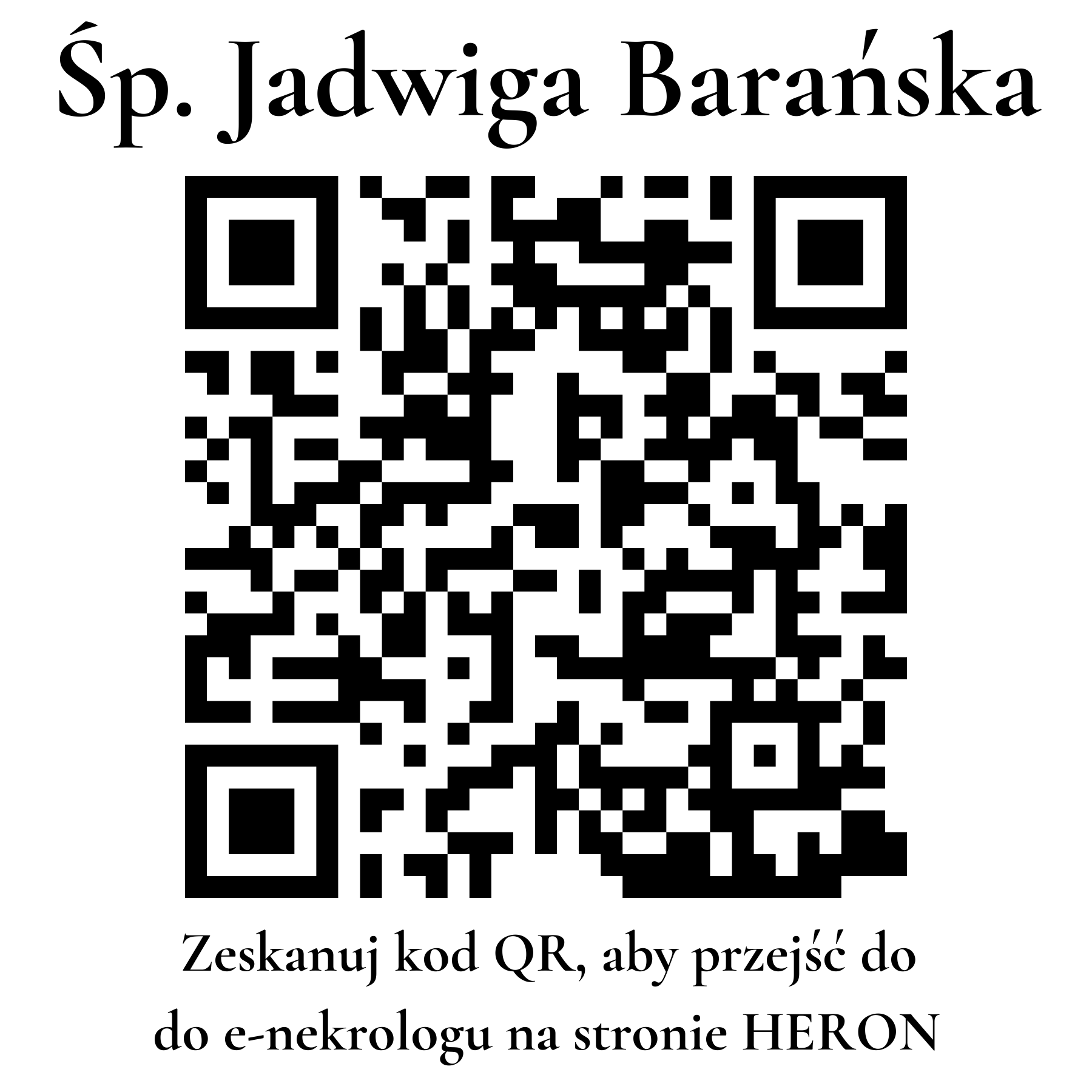 Kod QR do nekrologu Jadwiga Barańska