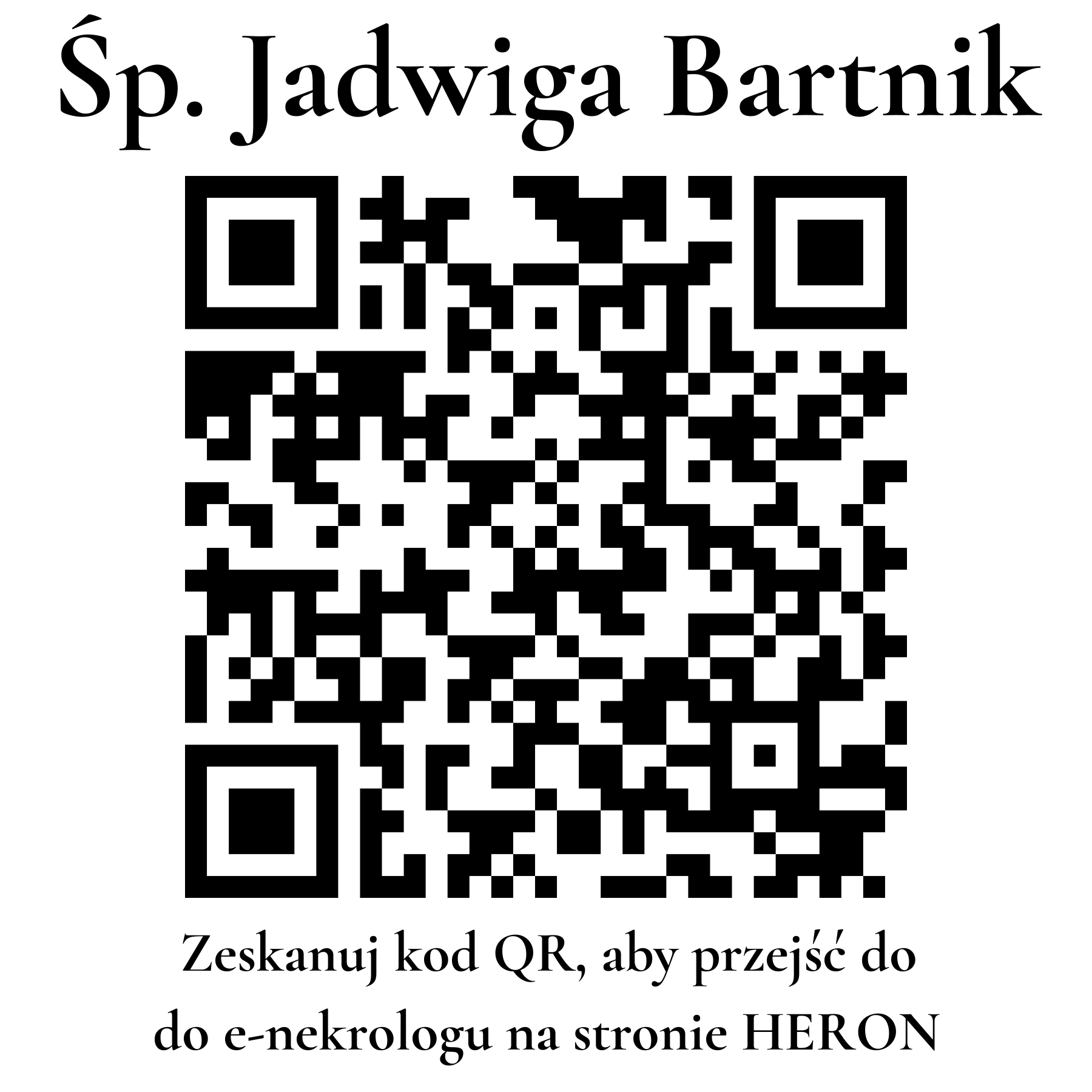 Kod QR do nekrologu Jadwiga Bartnik