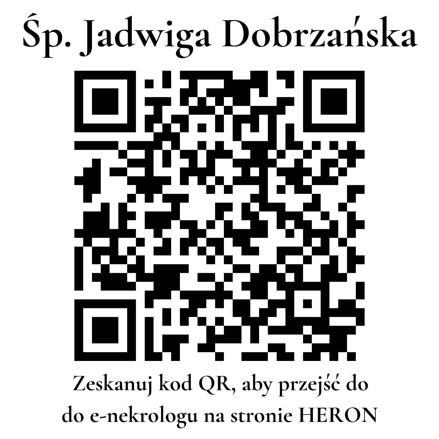 Kod QR do nekrologu Jadwiga Dobrzańska Kod QR do nekrologu Jadwiga Dobrzańska
