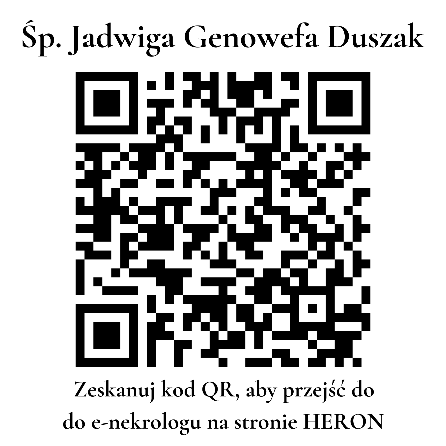 Kod QR do nekrologu Jadwiga Genowefa Duszak