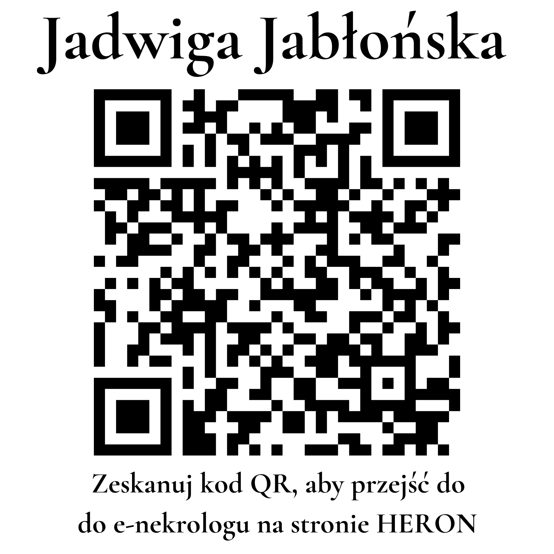 Kod QR do nekrologu Jadwiga Jabłońska Kod QR do nekrologu Jadwiga Jabłońska