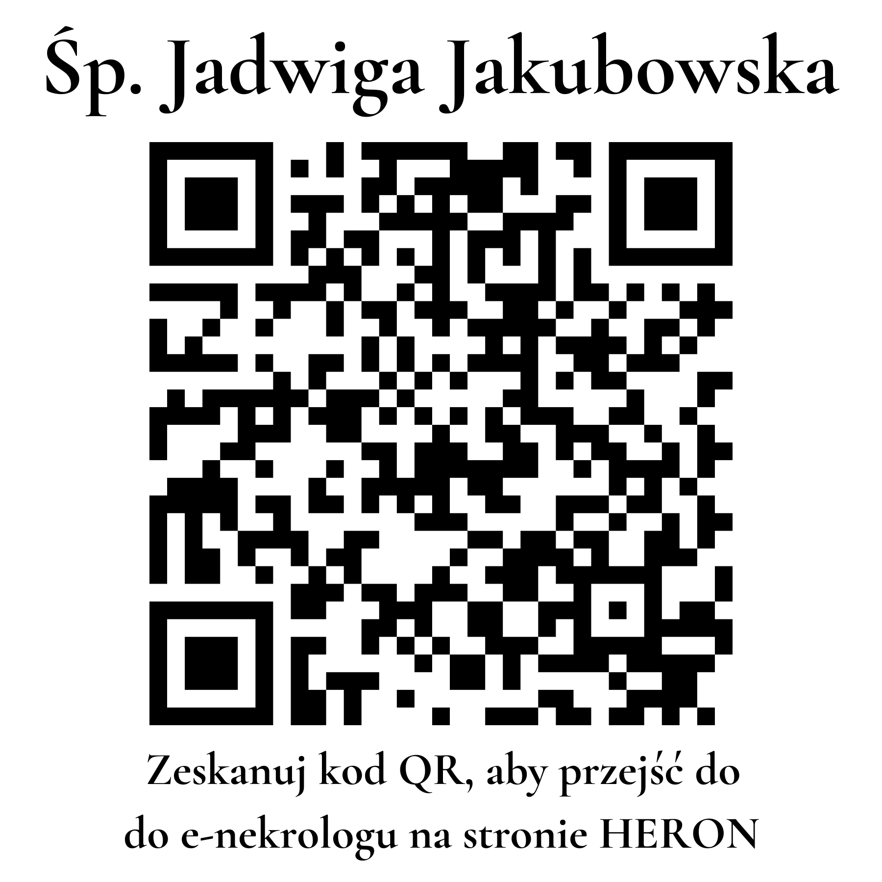 Kod QR do nekrologu Jadwiga Jakubowska Kod QR do nekrologu Jadwiga Jakubowska