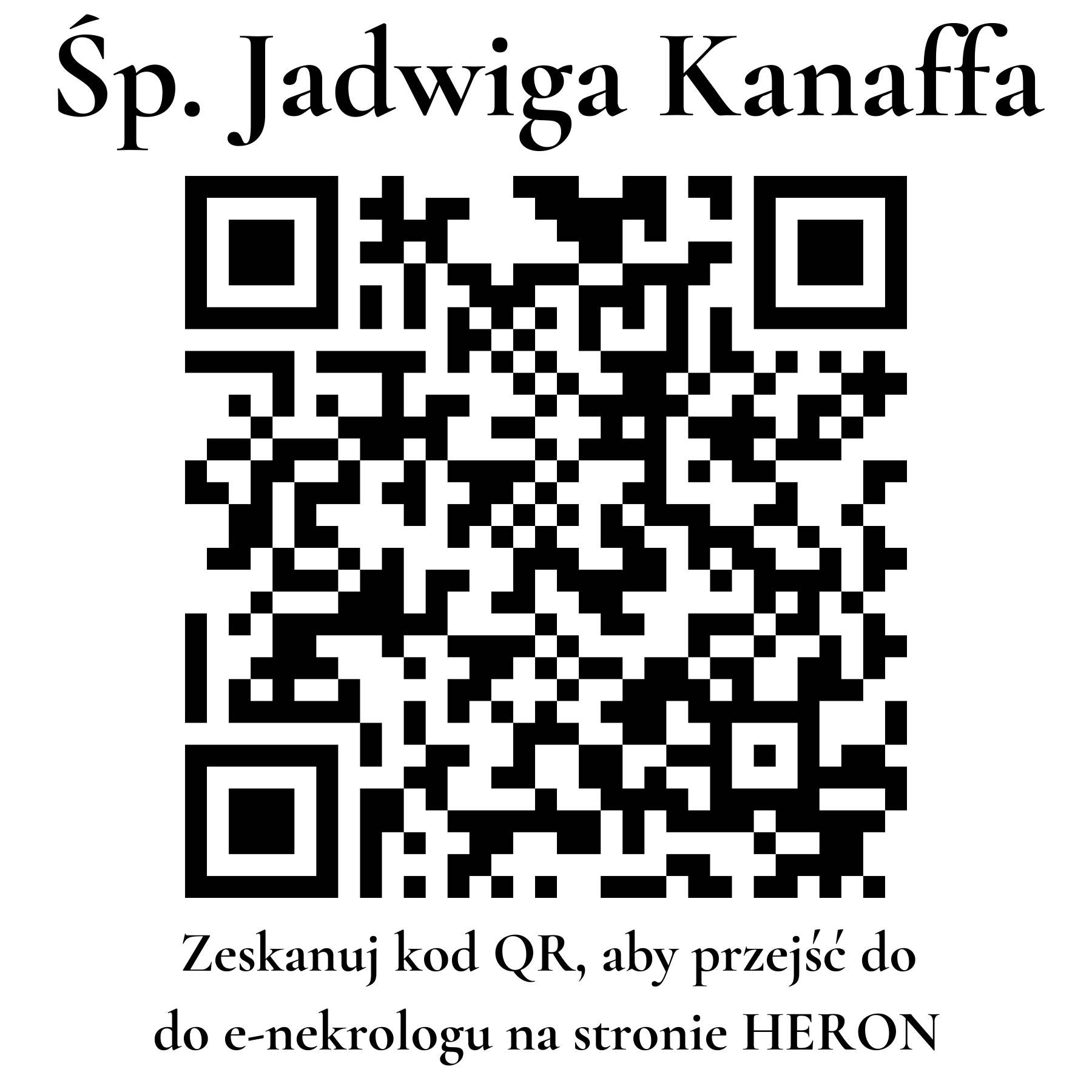Kod QR do nekrologu Jadwiga Kanaffa