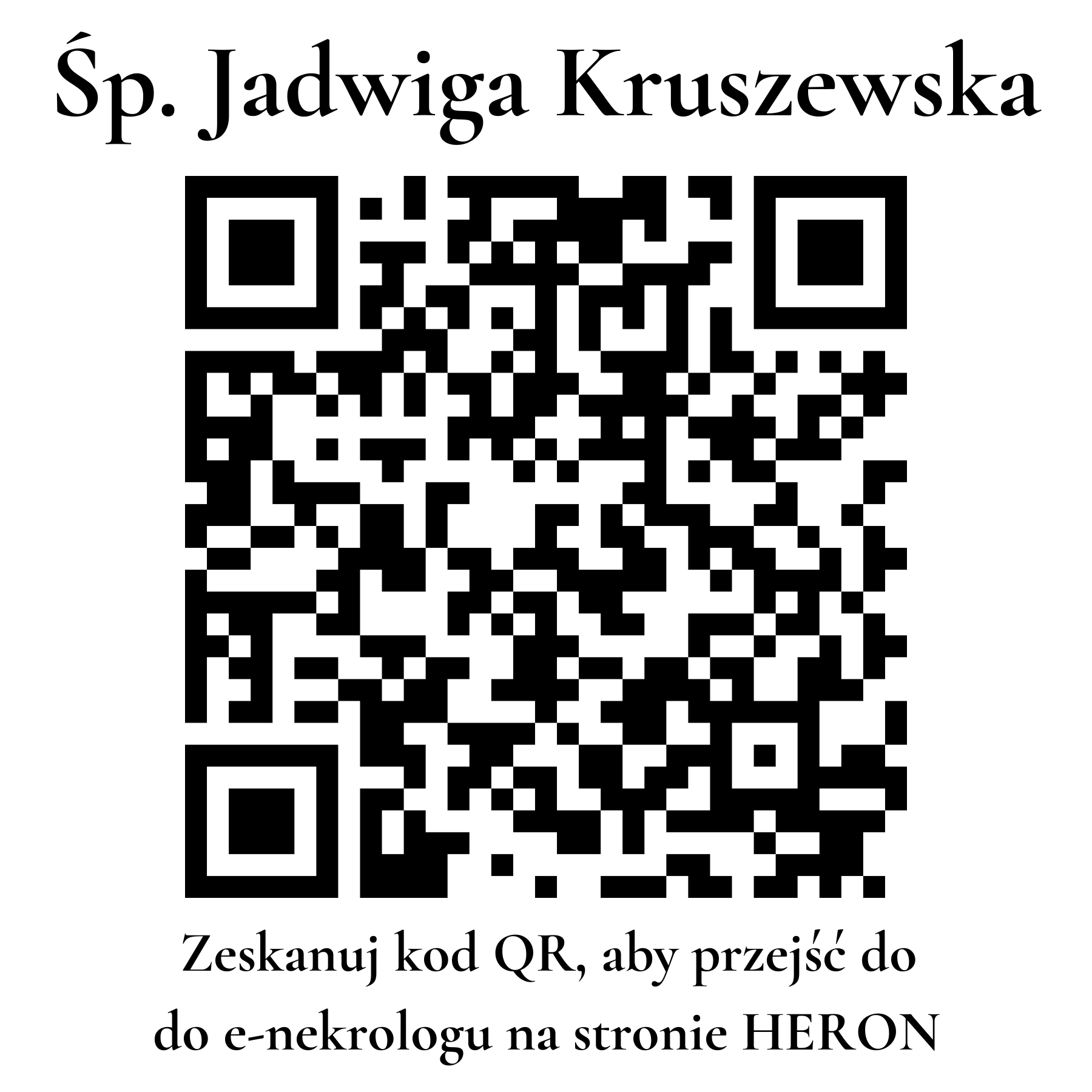 Kod QR do nekrologu Jadwiga Kruszewska Kod QR do nekrologu Jadwiga Kruszewska
