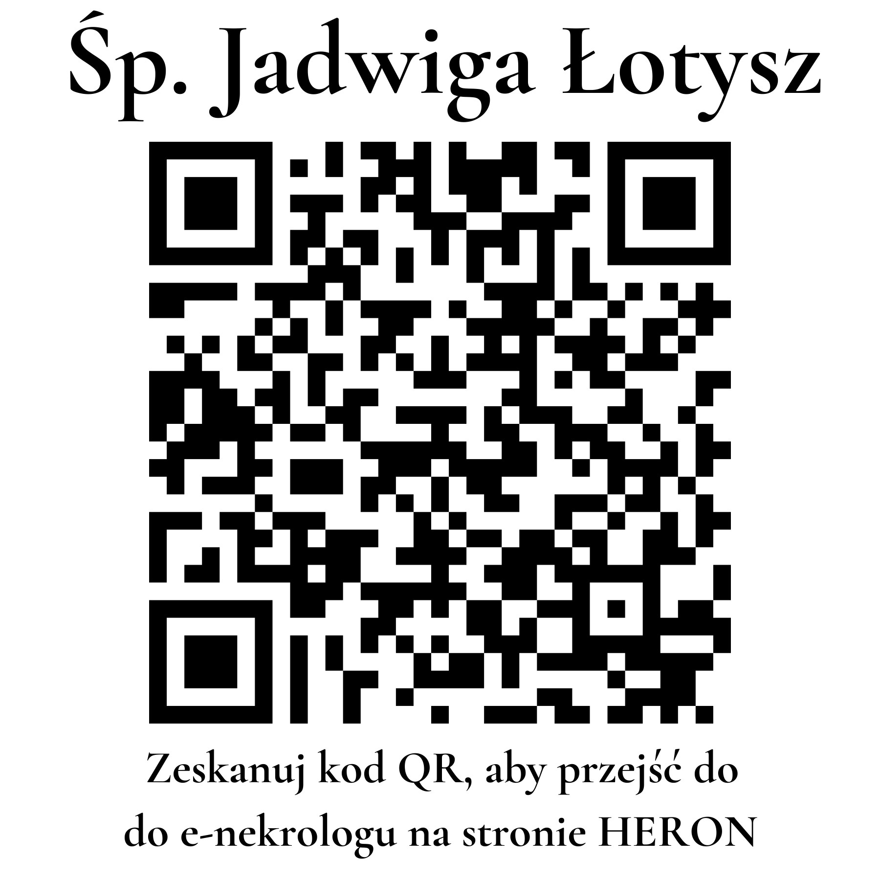 Kod QR do nekrologu Jadwiga Łotysz Kod QR do nekrologu Jadwiga Łotysz