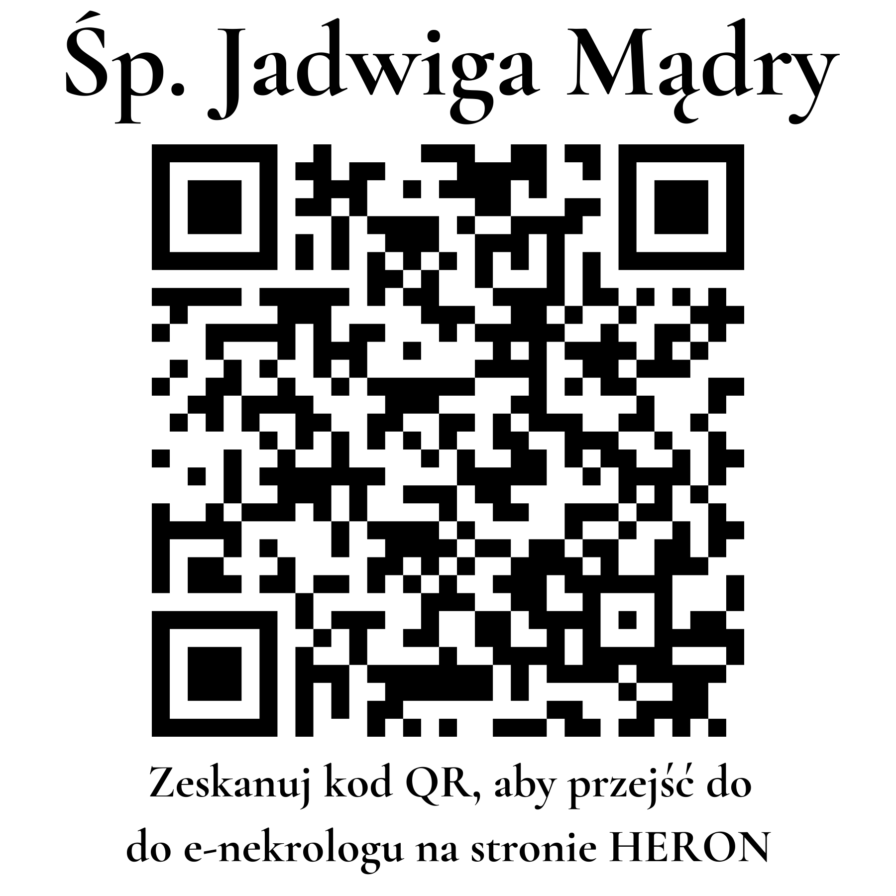 Kod QR do nekrologu Jadwiga Mądry