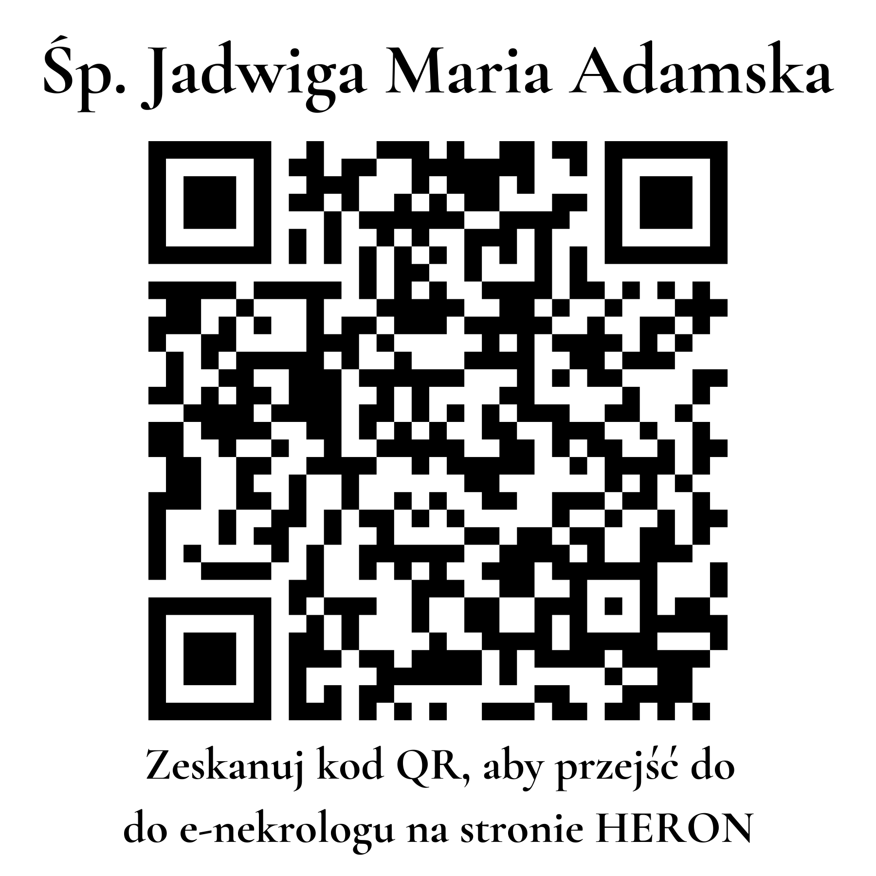 Kod QR do nekrologu Jadwiga Maria Adamska