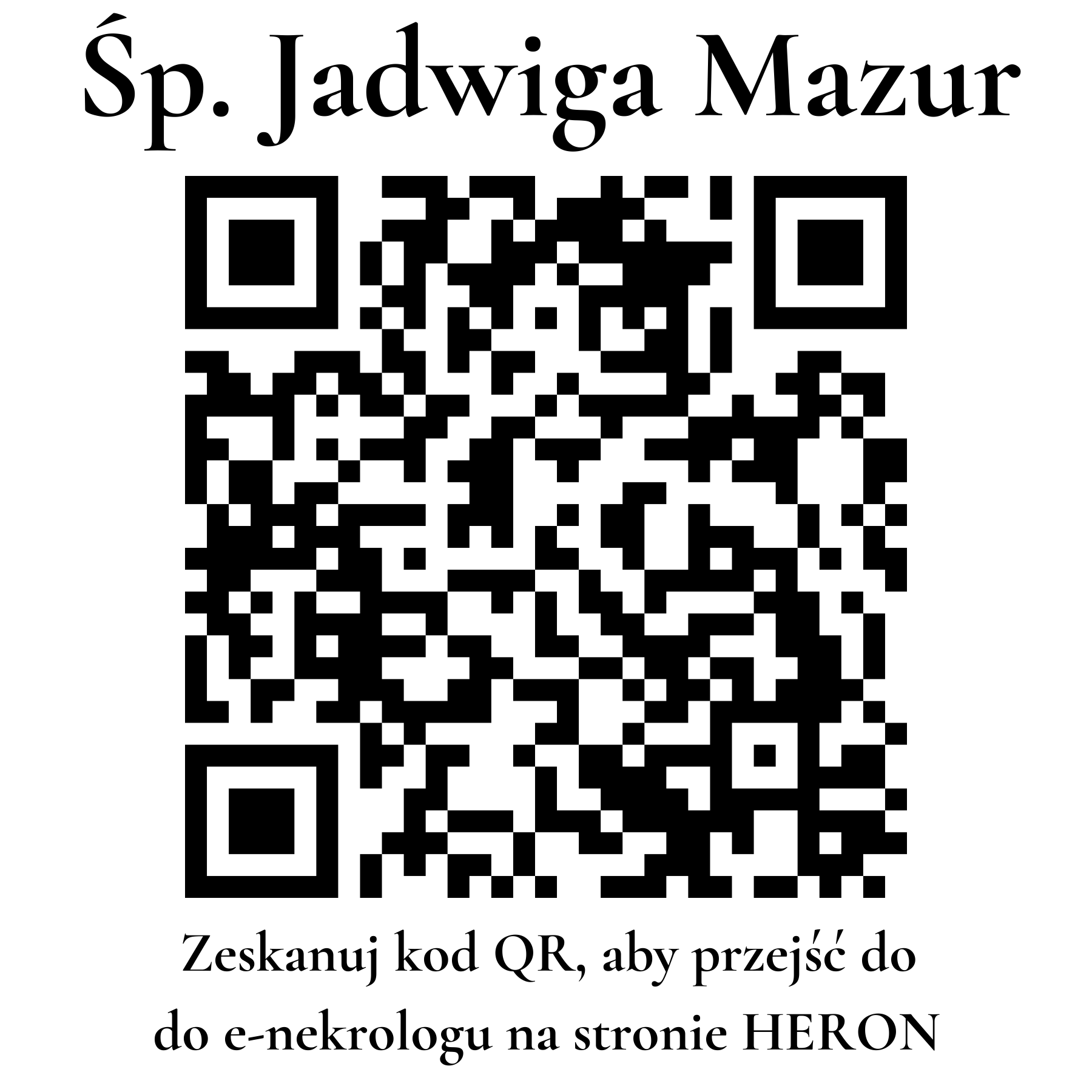 Kod QR do nekrologu Jadwiga Mazur Kod QR do nekrologu Jadwiga Mazur