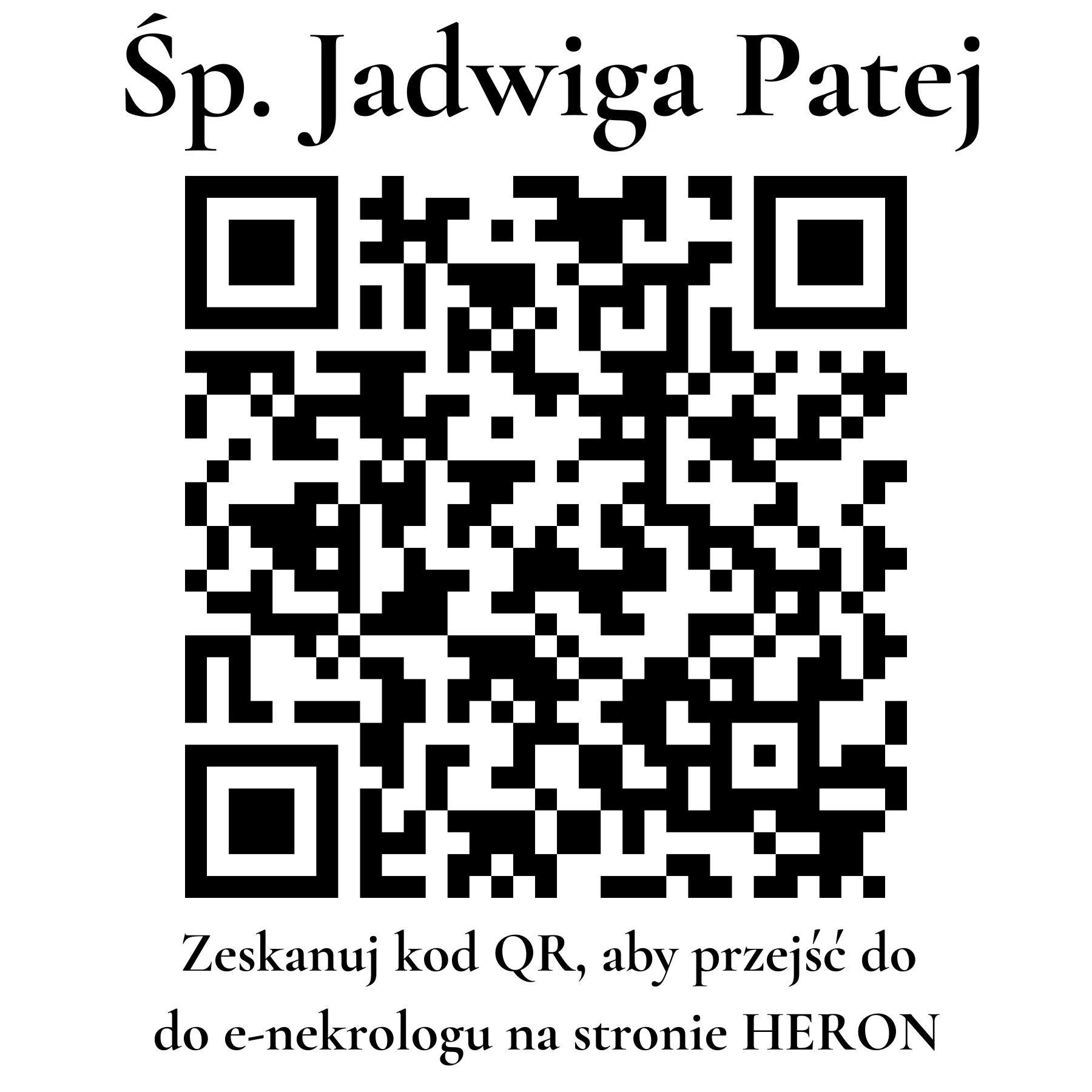 Kod QR do nekrologu Jadwiga Patej