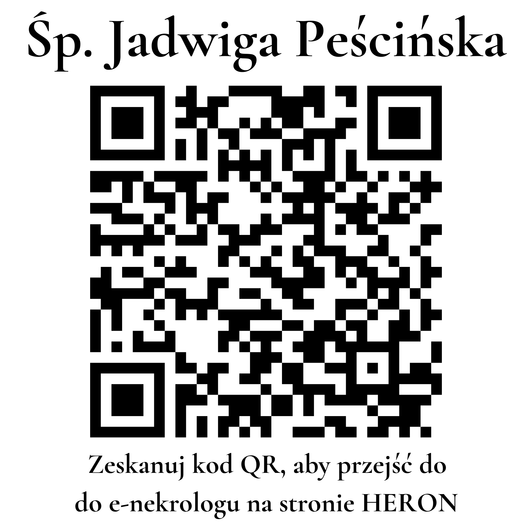 Kod QR do nekrologu Jadwiga Peścińska