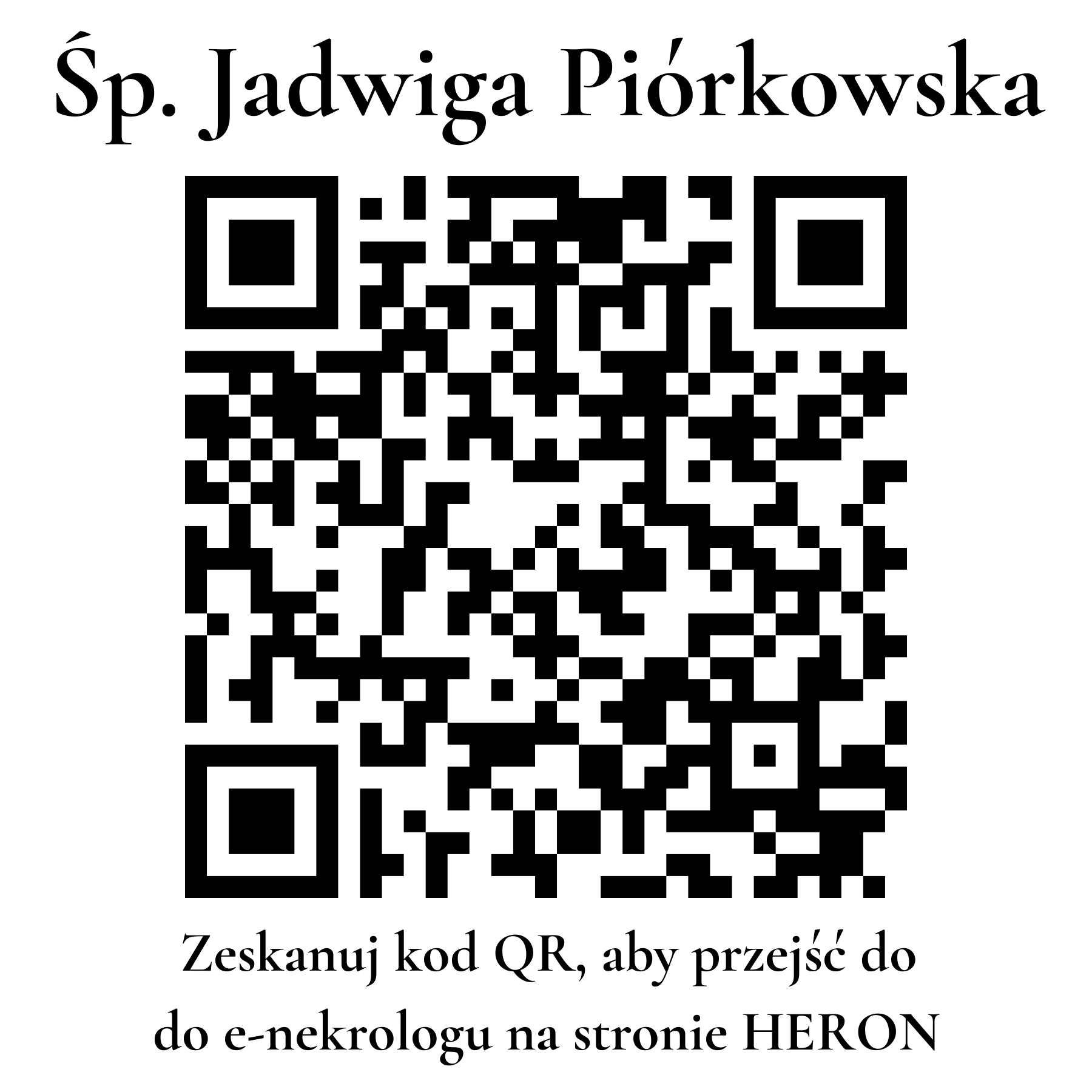 Kod QR do nekrologu Jadwiga Piórkowska