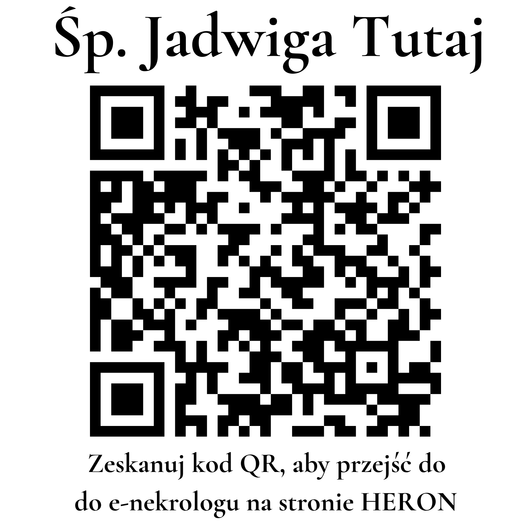 Kod QR do nekrologu Jadwiga Tutaj Kod QR do nekrologu Jadwiga Tutaj