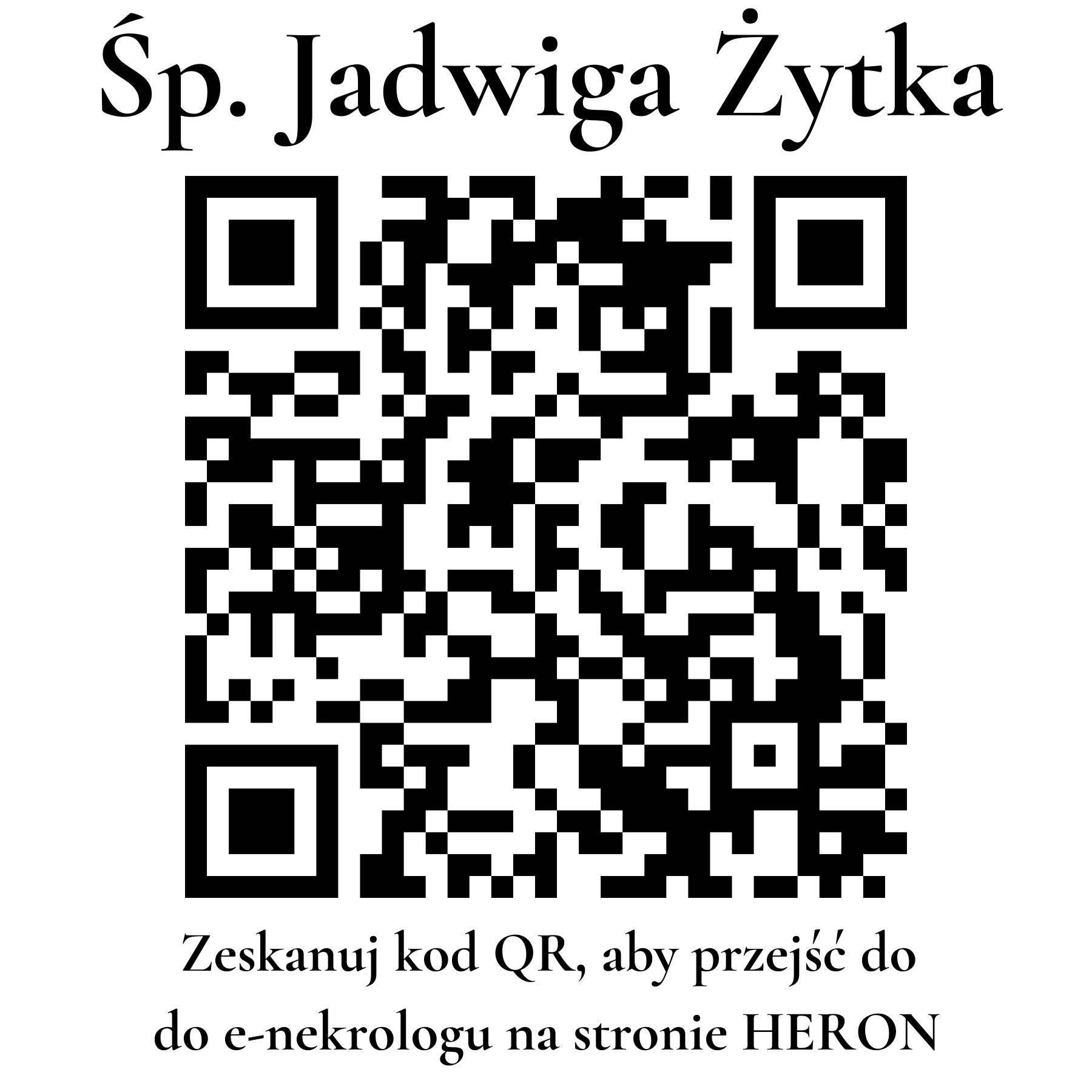 Kod QR do nekrologu Jadwiga Żytka Kod QR do nekrologu Jadwiga Żytka
