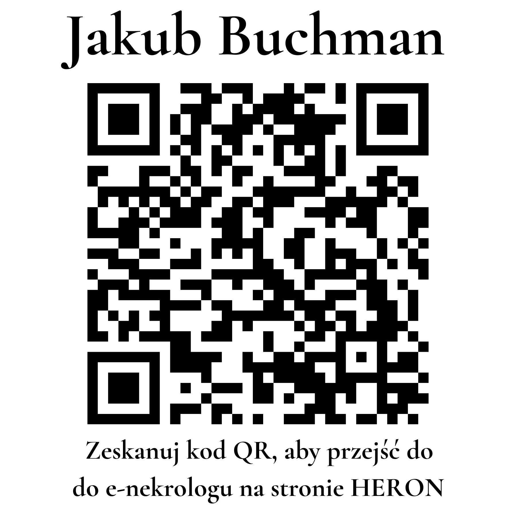 Kod QR do nekrologu Jakub Buchman Kod QR do nekrologu Jakub Buchman