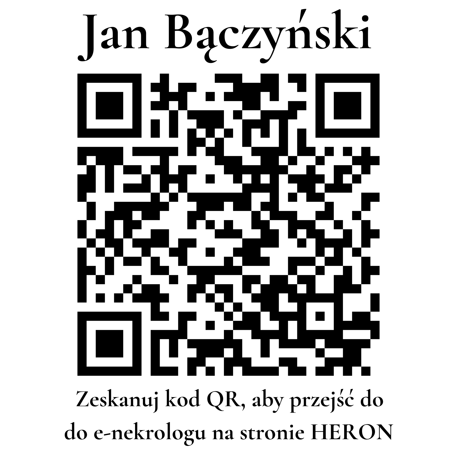 Kod QR do nekrologu Jan Bączyński Kod QR do nekrologu Jan Bączyński