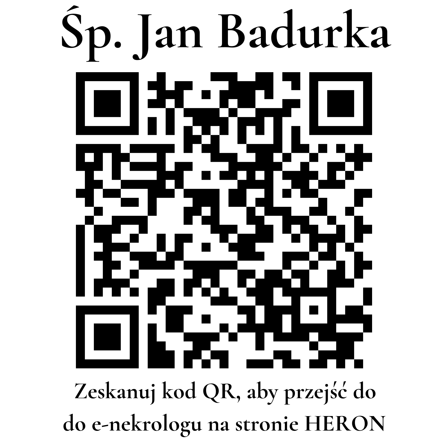 Kod QR do nekrologu Jan Badurka
