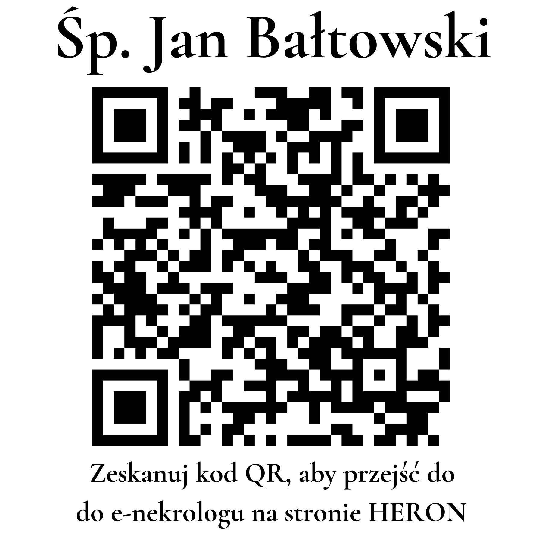 Kod QR do nekrologu Jan Bałtowski Kod QR do nekrologu Jan Bałtowski