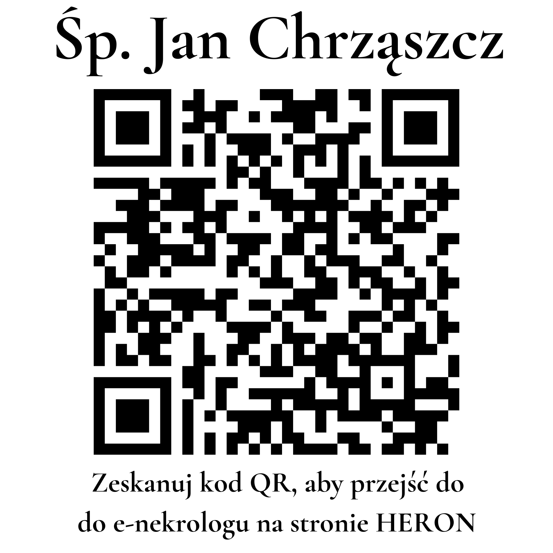 Kod QR do nekrologu Jan Chrząszcz Kod QR do nekrologu Jan Chrząszcz