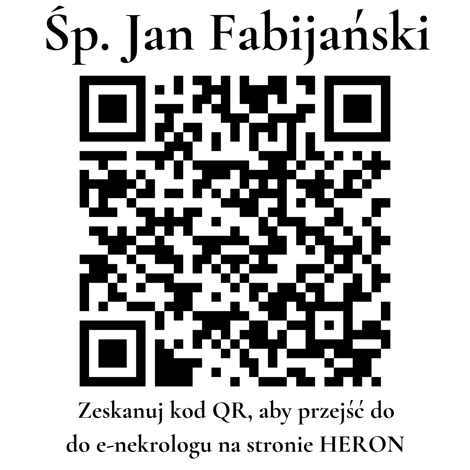 Kod QR do nekrologu Jan Fabijański Kod QR do nekrologu Jan Fabijański