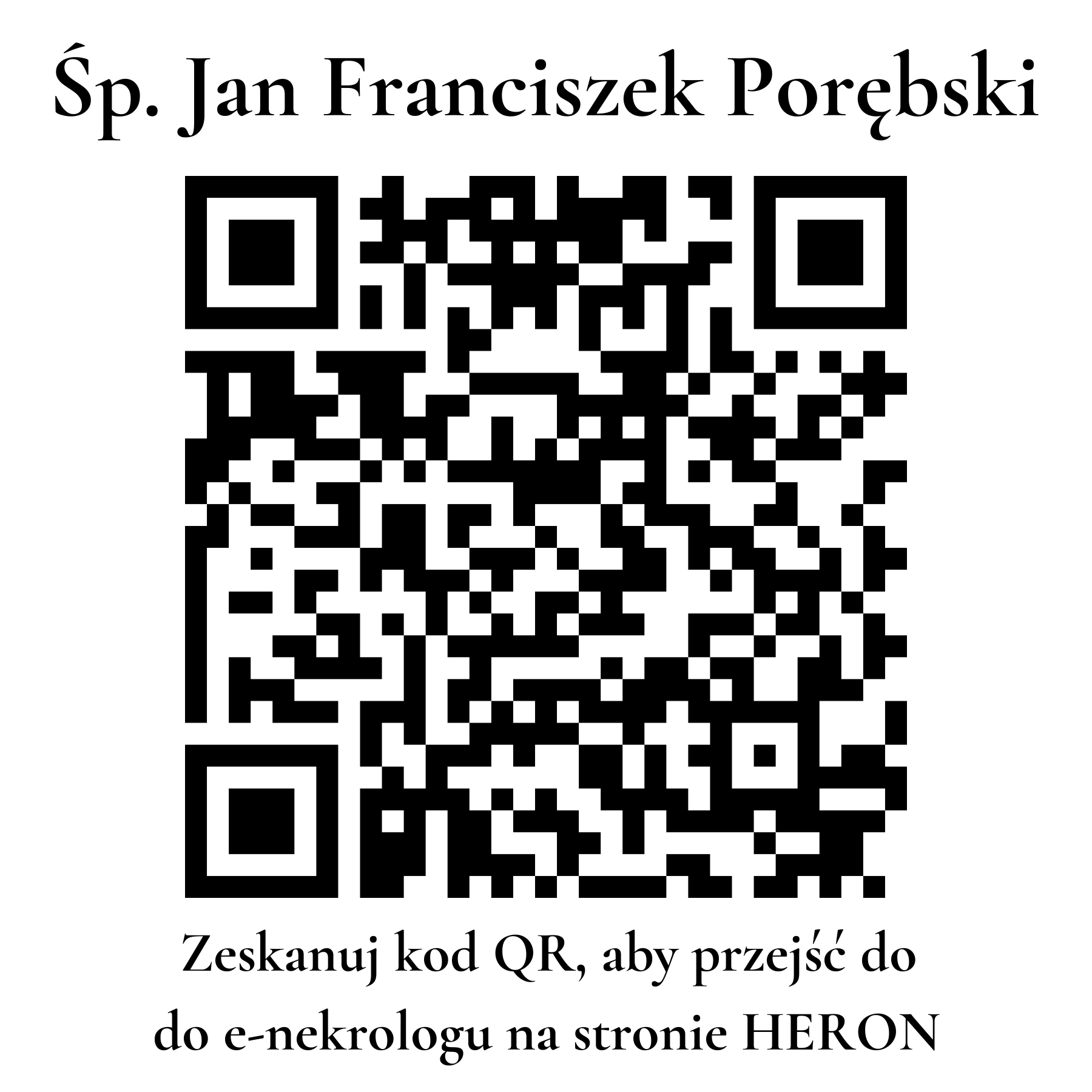 Kod QR do nekrologu Jan Franciszek Porębski Kod QR do nekrologu Jan Franciszek Porębski