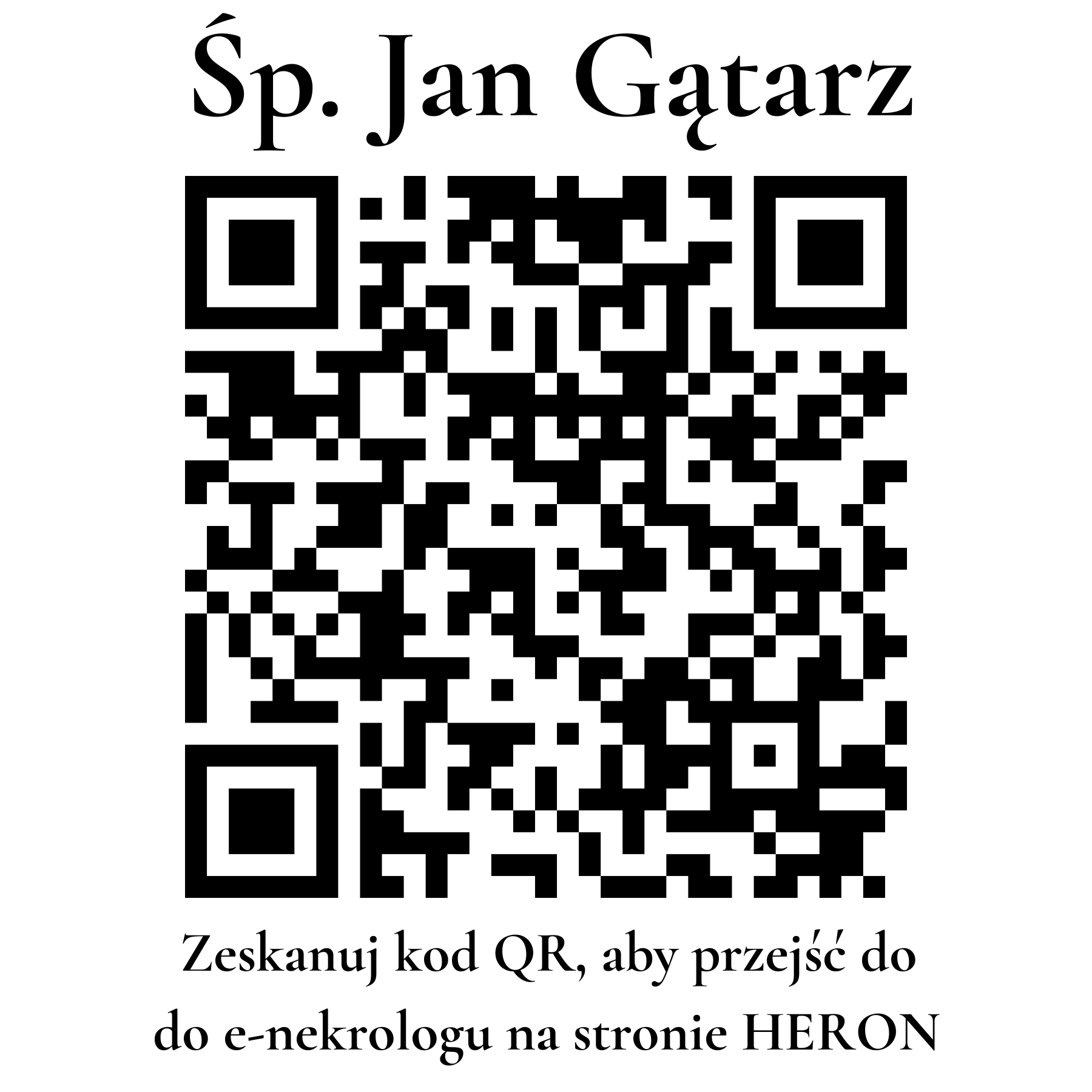 Kod QR do nekrologu Jan Gątarz Kod QR do nekrologu Jan Gątarz