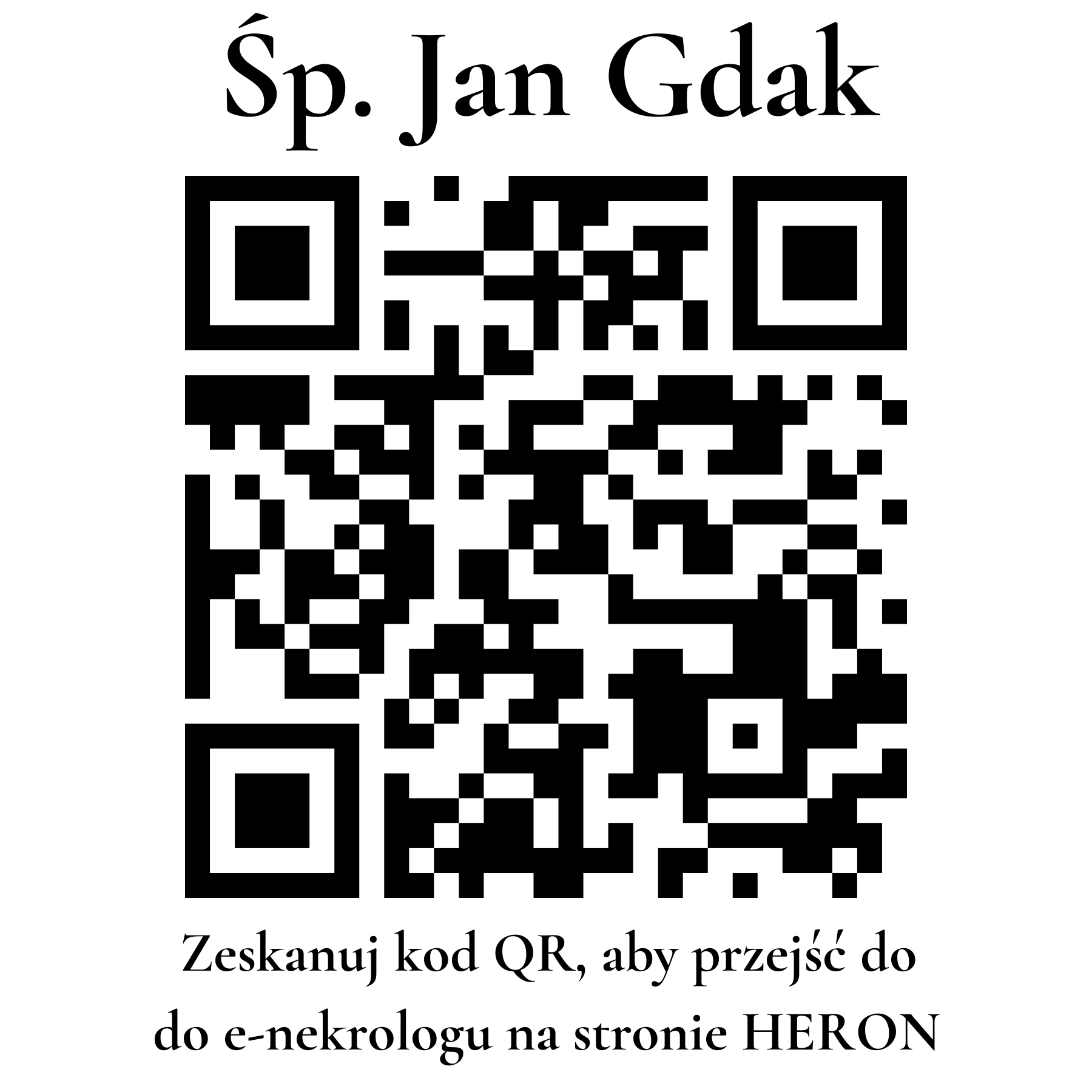 Kod QR do nekrologu Jan Gdak Kod QR do nekrologu Jan Gdak