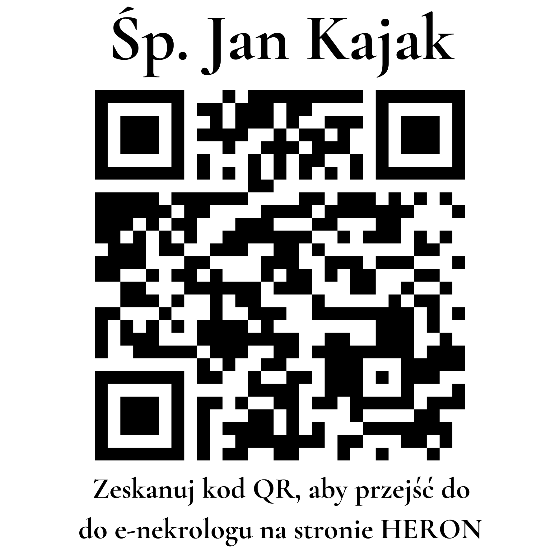 Kod QR do nekrologu Jan Kajak