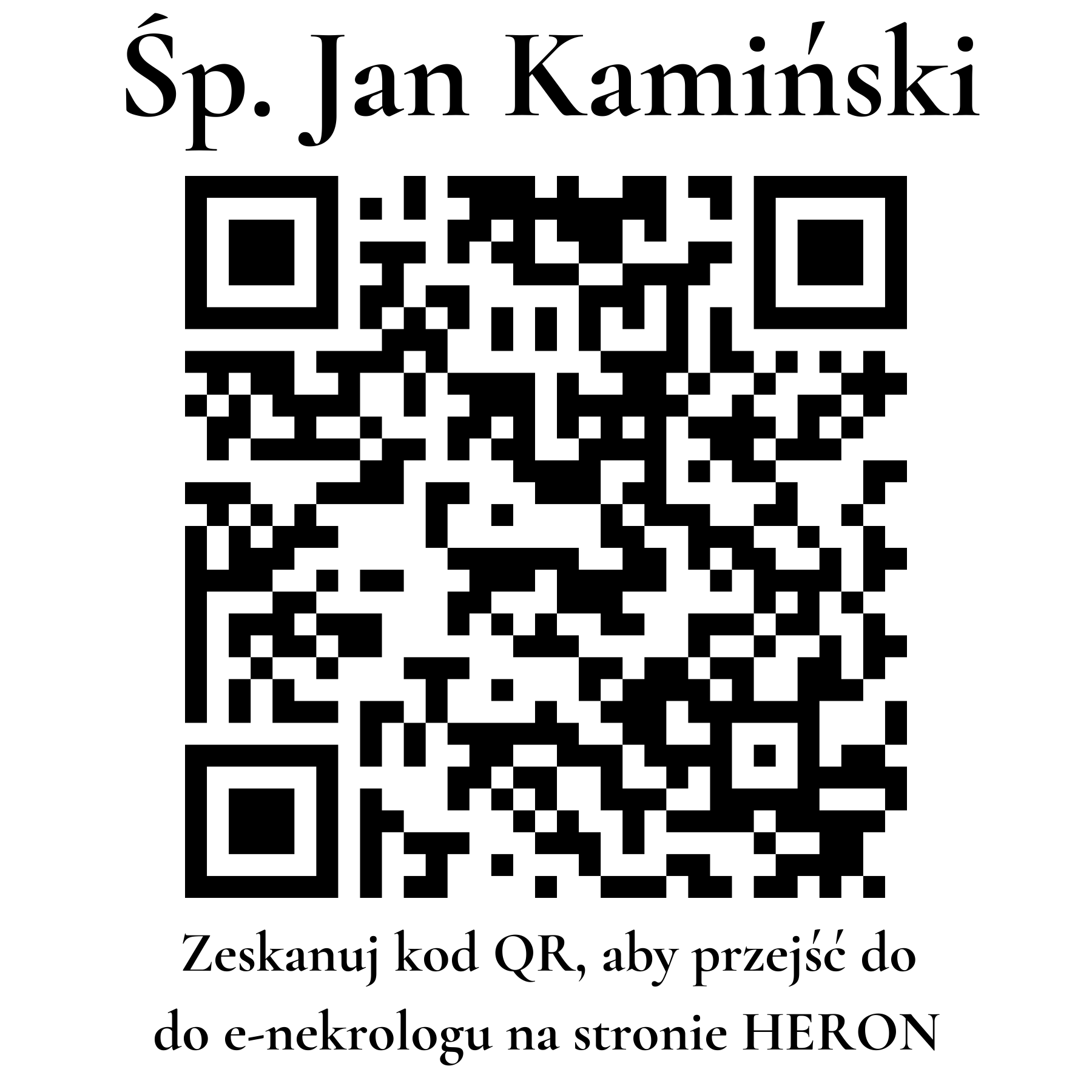 Kod QR do nekrologu Jan Kamiński Kod QR do nekrologu Jan Kamiński