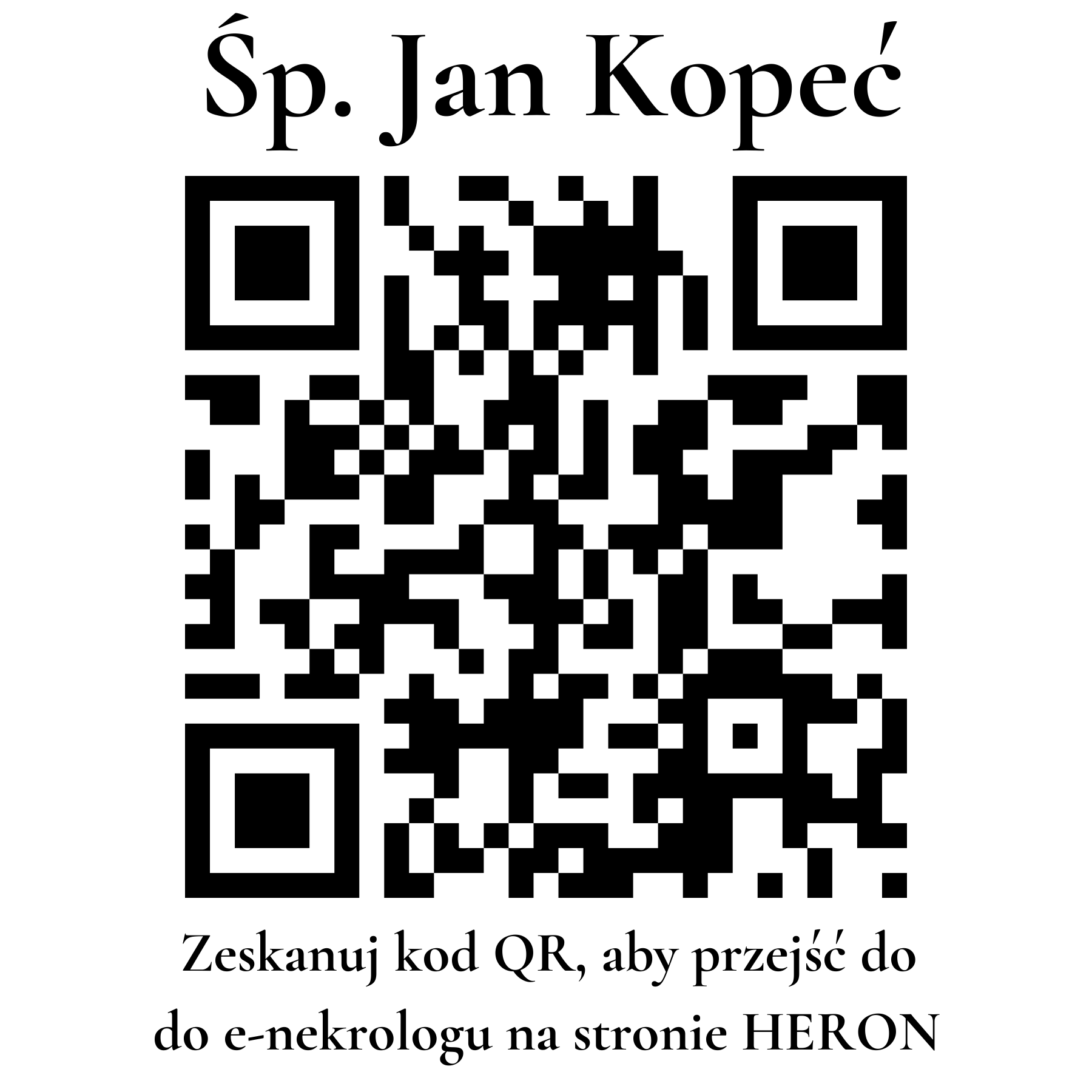 Kod QR do nekrologu Jan Kopeć