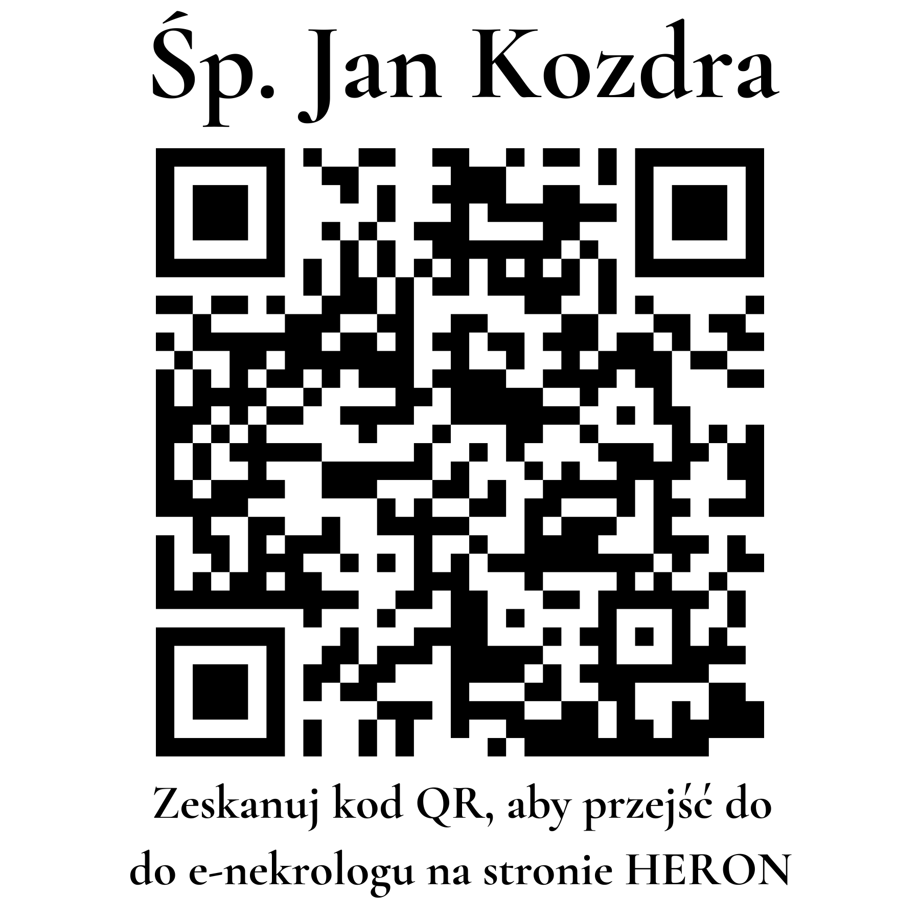 Kod QR do nekrologu Jan Kozdra Kod QR do nekrologu Jan Kozdra